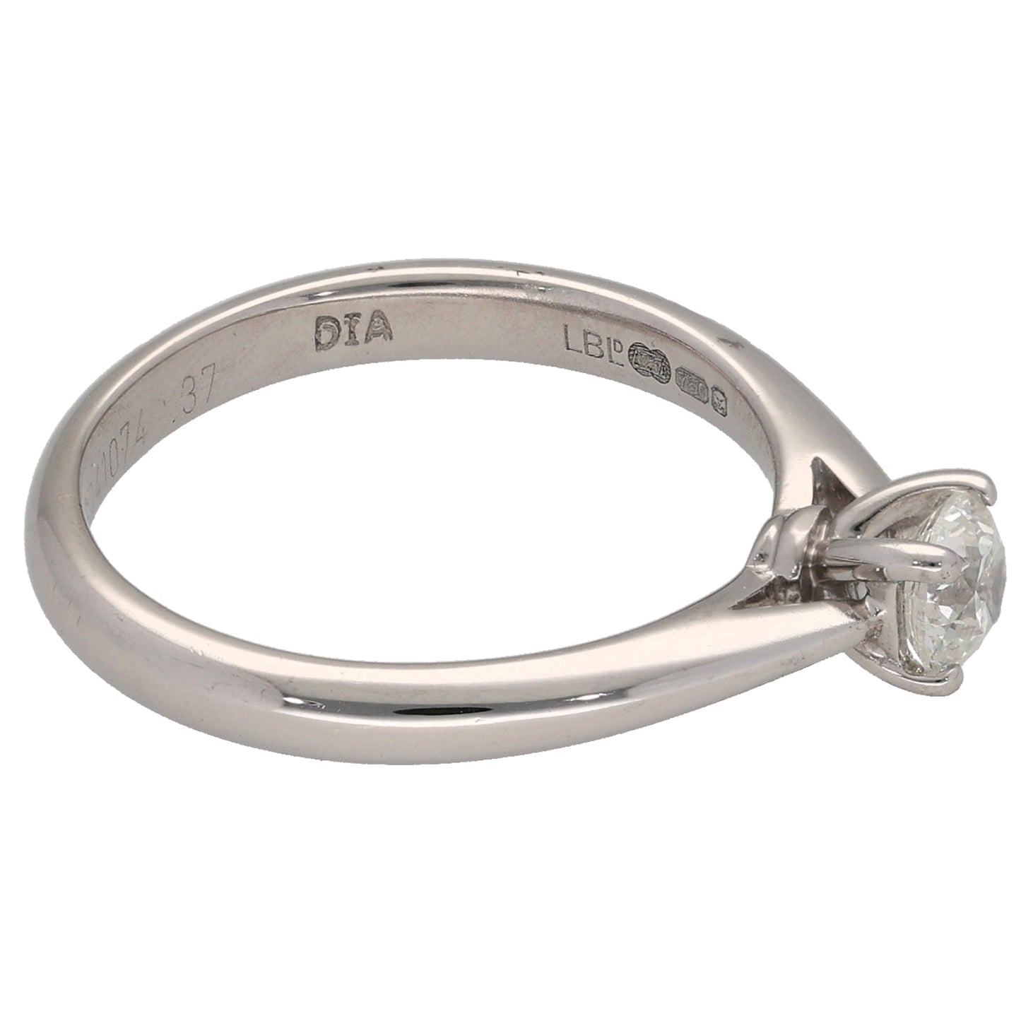 18ct White Gold 0.37ct Diamond Solitaire Ring Size K