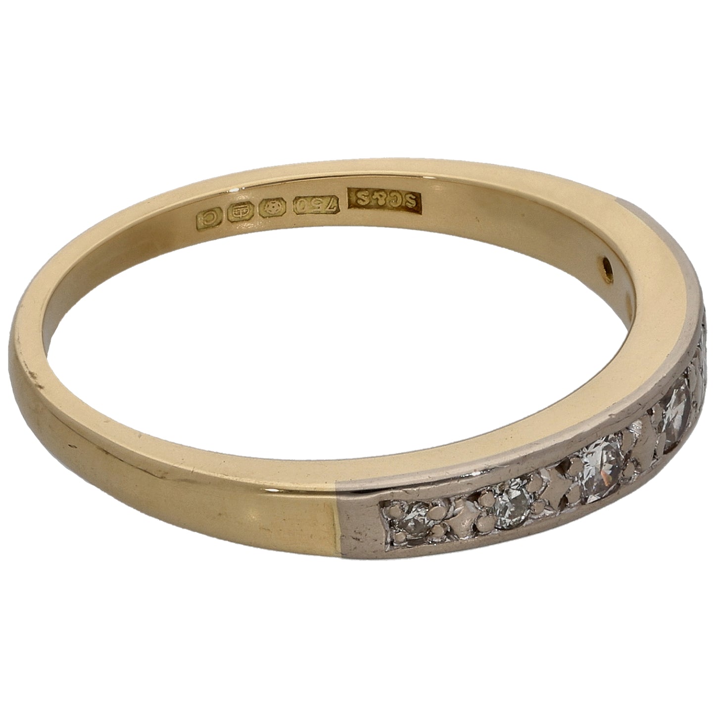 18ct Gold 0.18ct Diamond Half Eternity Ring Size S