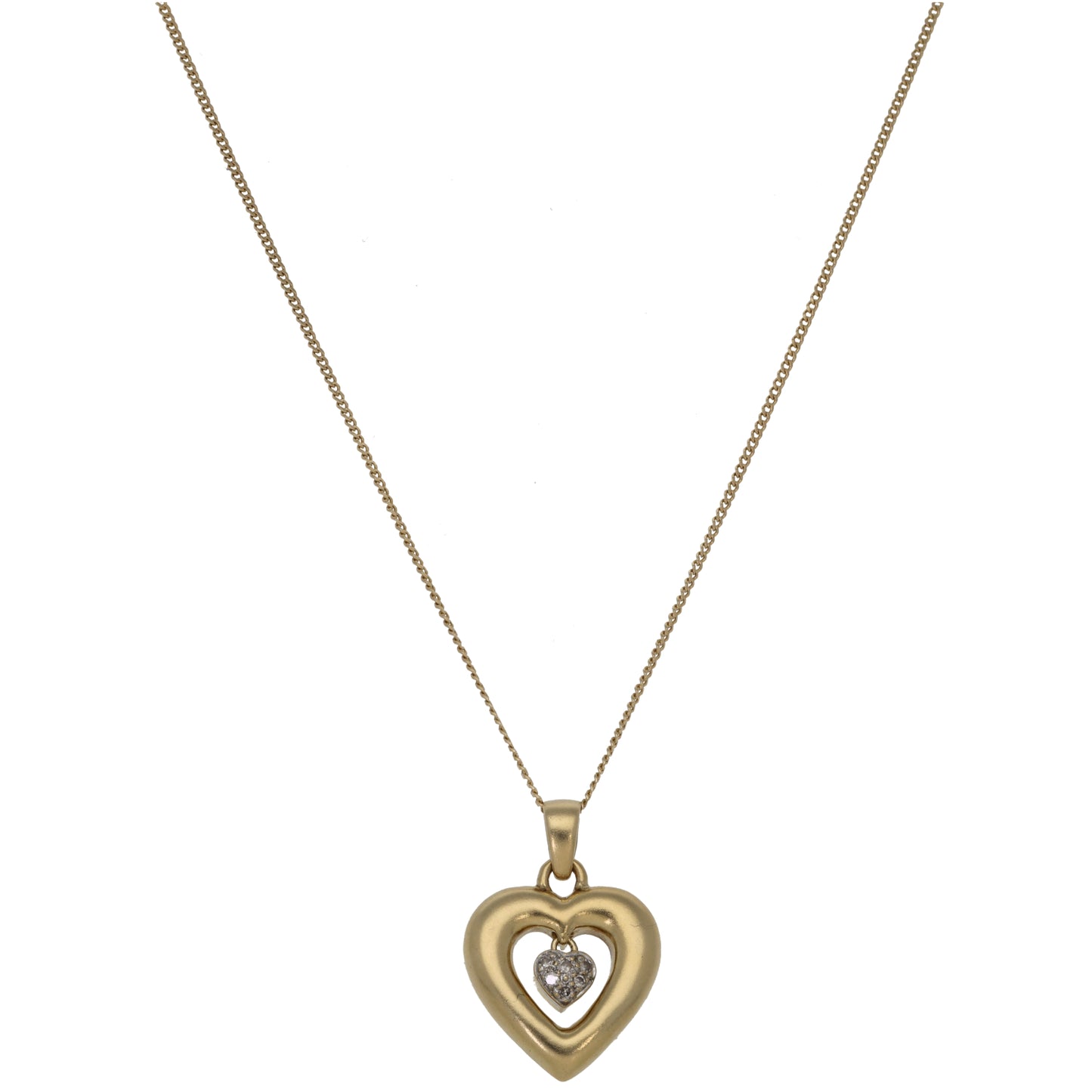 9ct Gold 0.03ct Diamond Heart Pendant With Chain