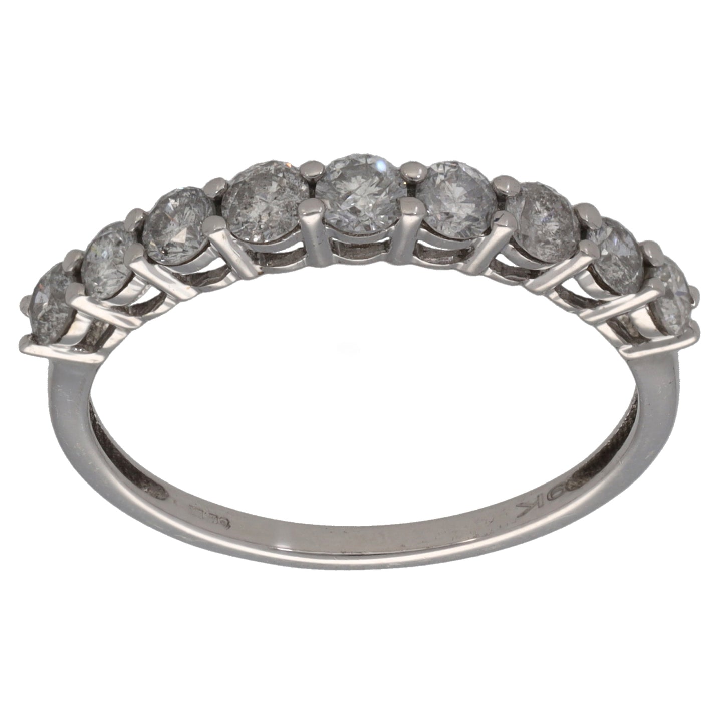 9ct White Gold 0.90ct Diamond Half Eternity Ring Size T