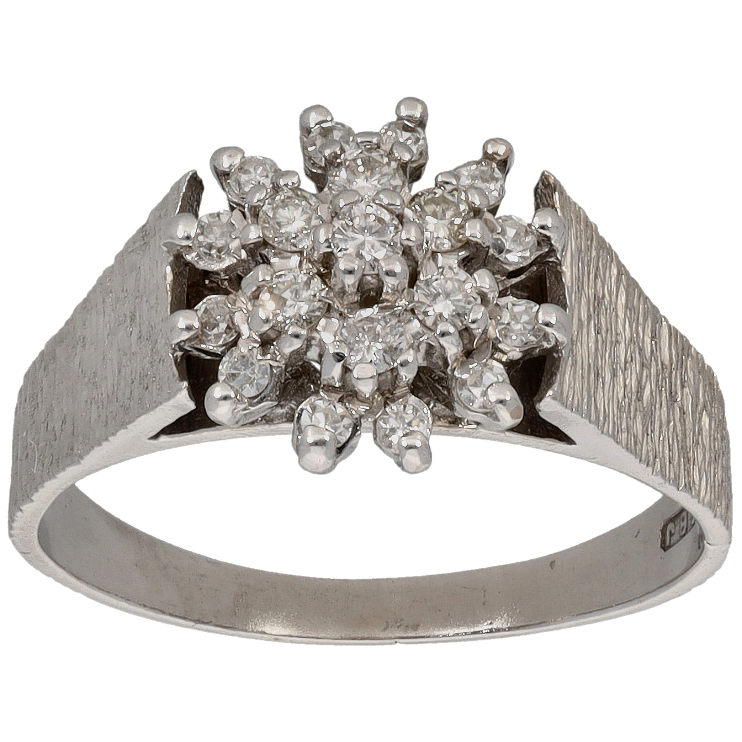 18ct White Gold 0.26ct Diamond Cluster Ring Size Q