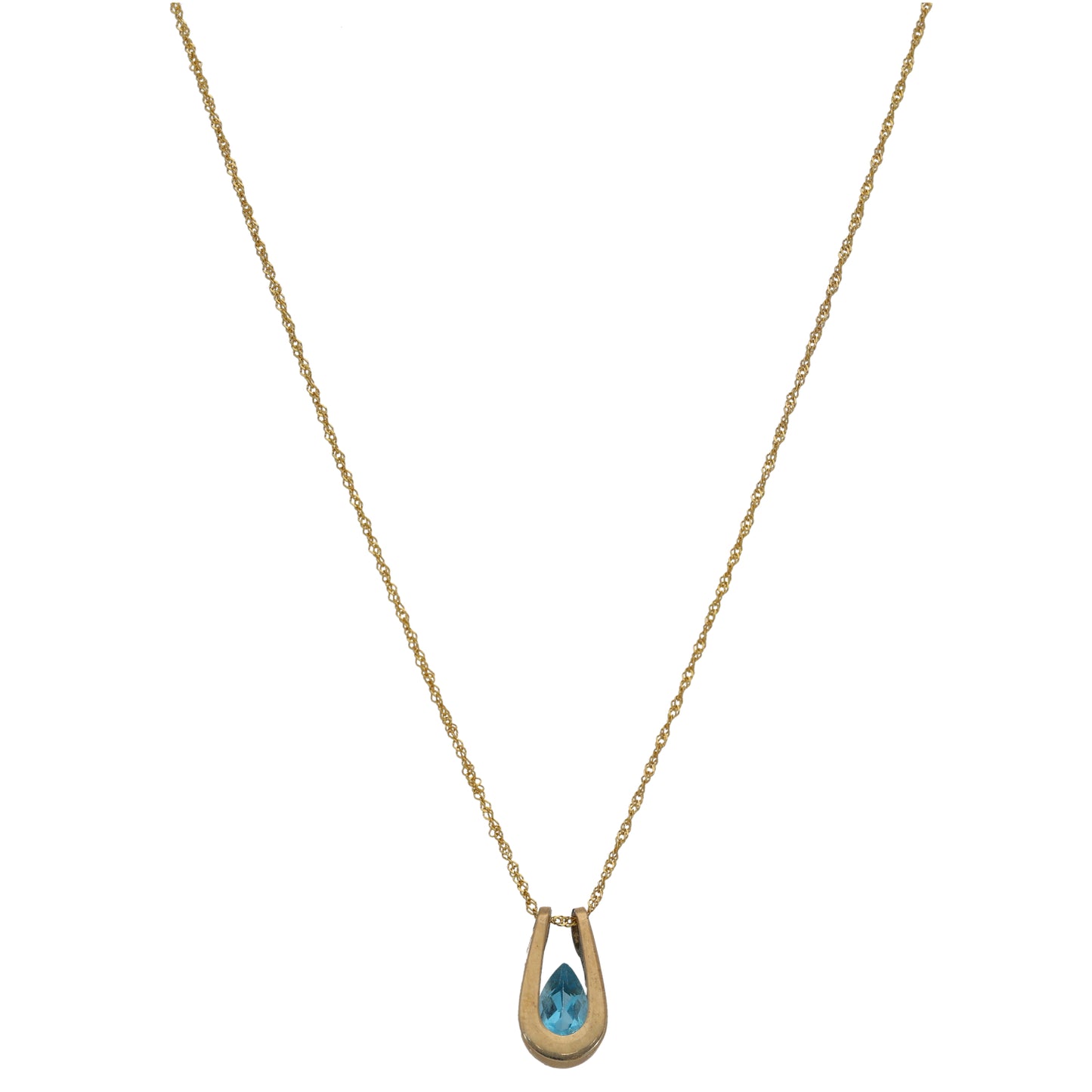 9ct Gold Topaz Single Stone Pendant With Chain