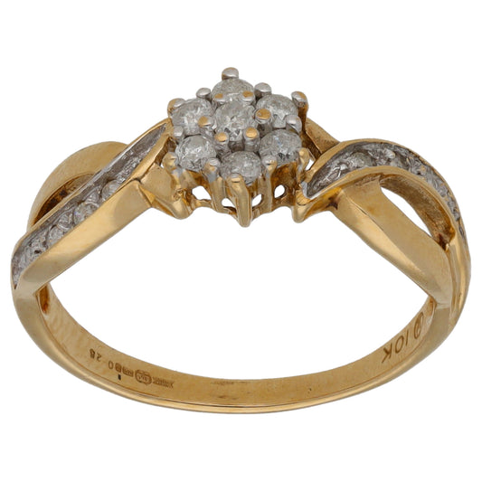 9ct Gold 0.25ct Diamond Cluster Ring Size N