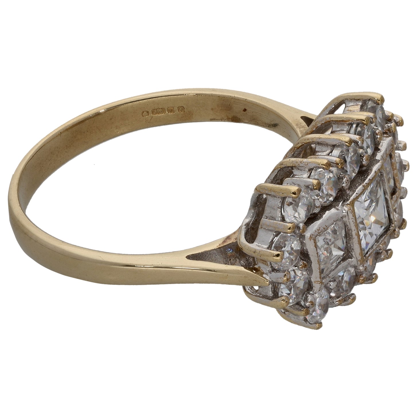 9ct Gold Cubic Zirconia Dress/Cocktail Ring Size O