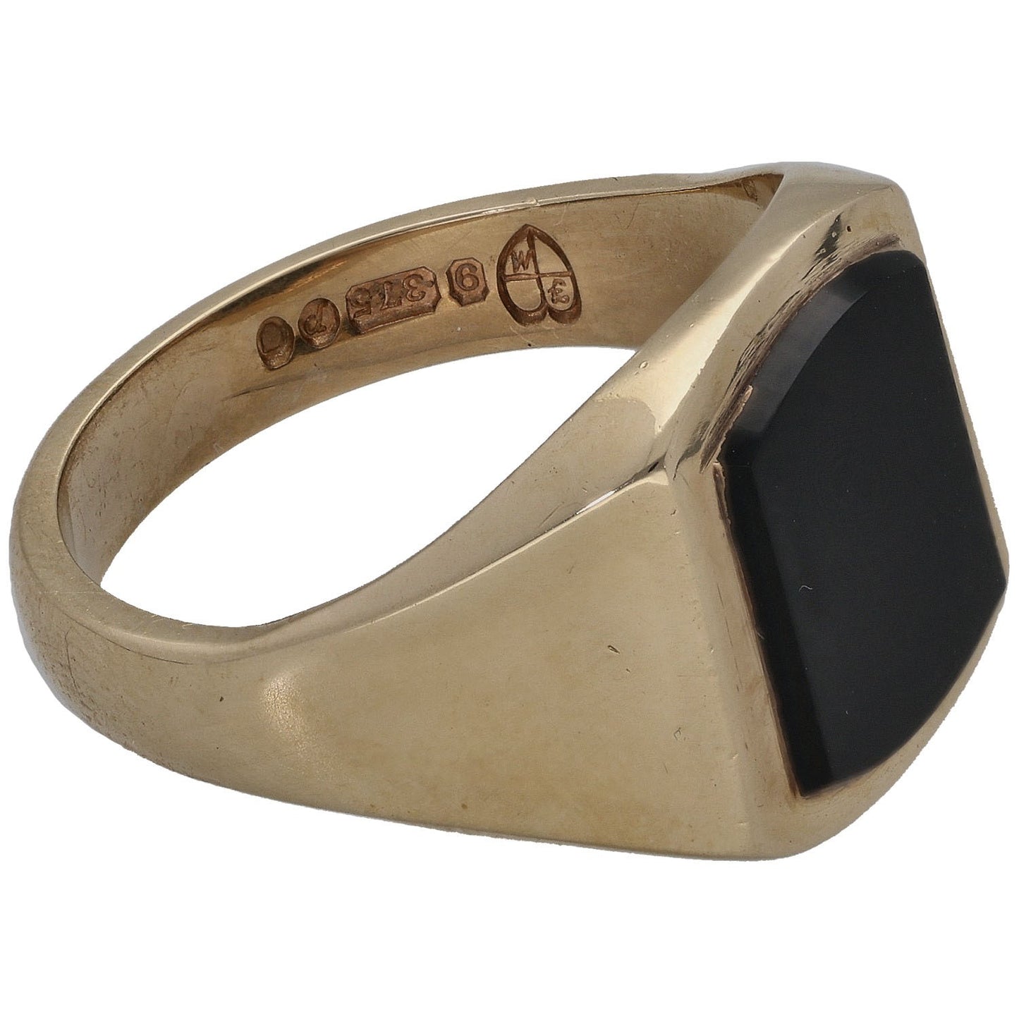 9ct Gold Onyx Single Stone Ring Size R