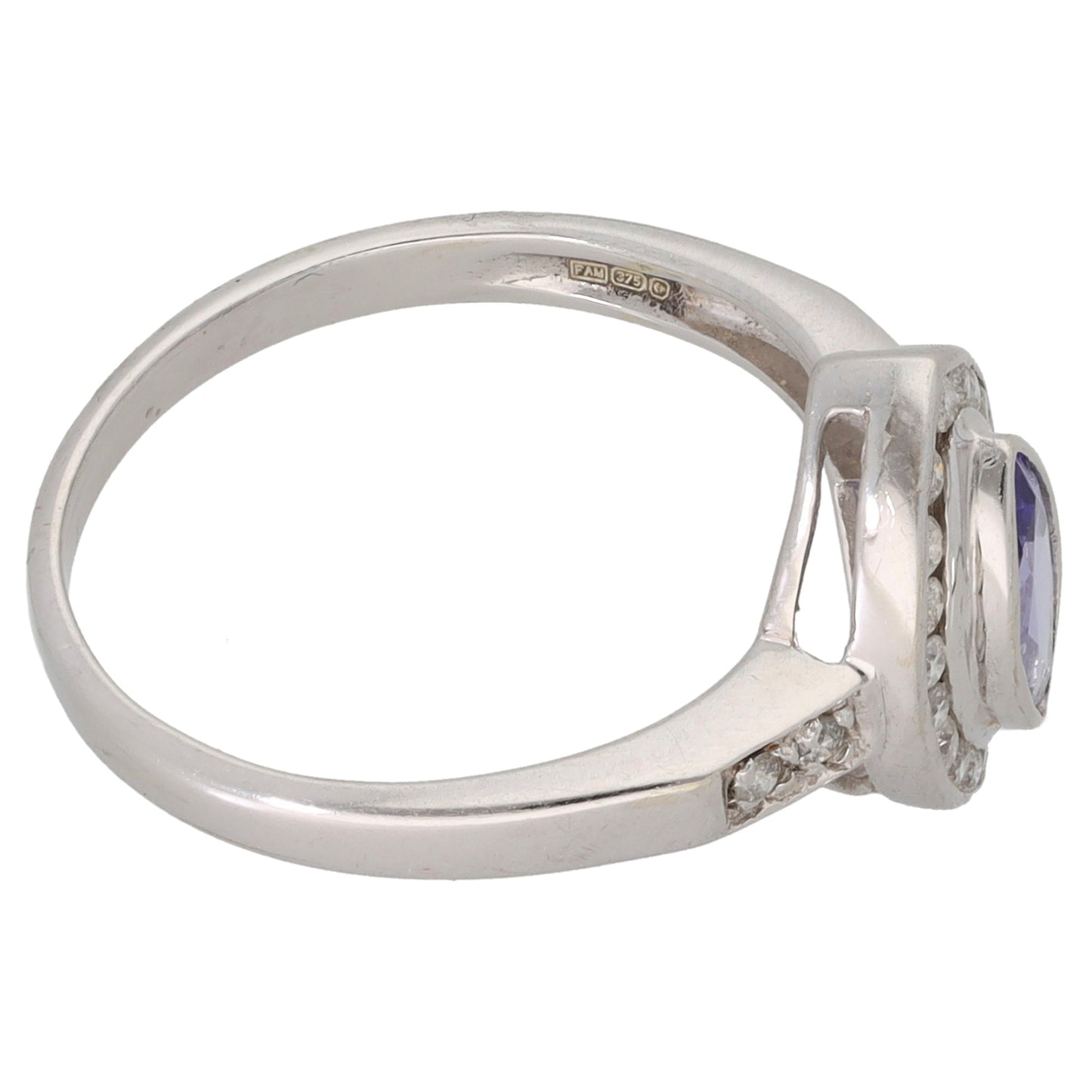 9ct White Gold 0.22ct Diamond & Tanzanite Dress/Cocktail Ring Size N