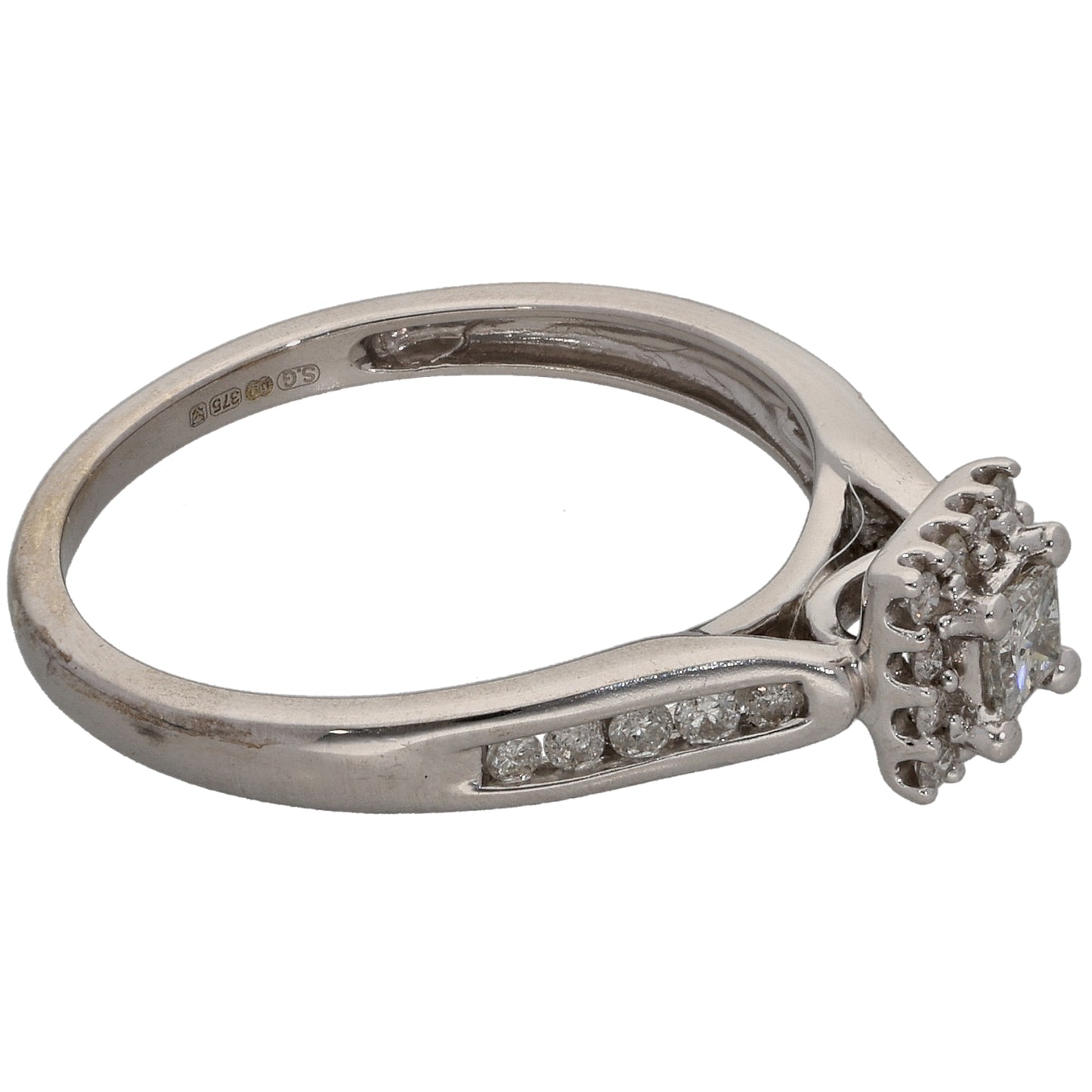 9ct White Gold 0.33ct Diamond Cluster Ring Size N