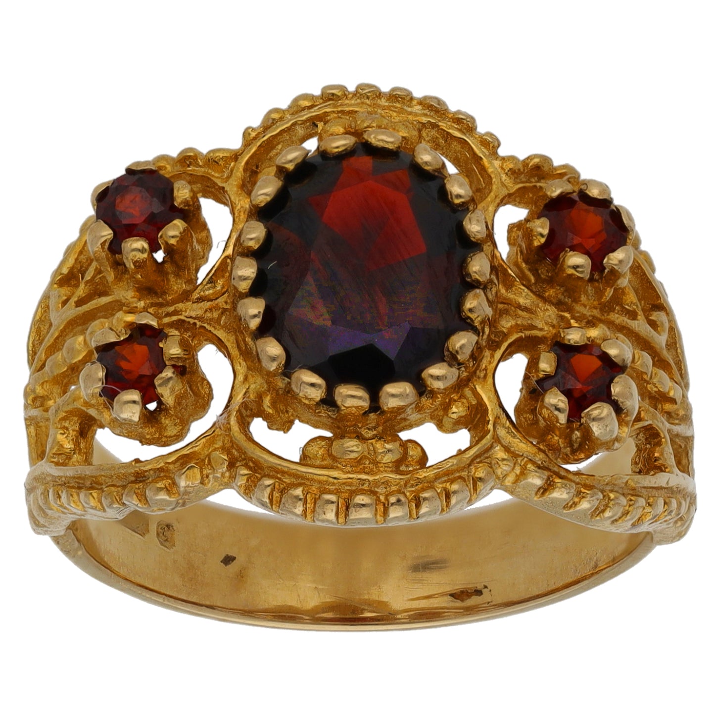 9ct Gold Garnet Dress/Cocktail Ring Size O
