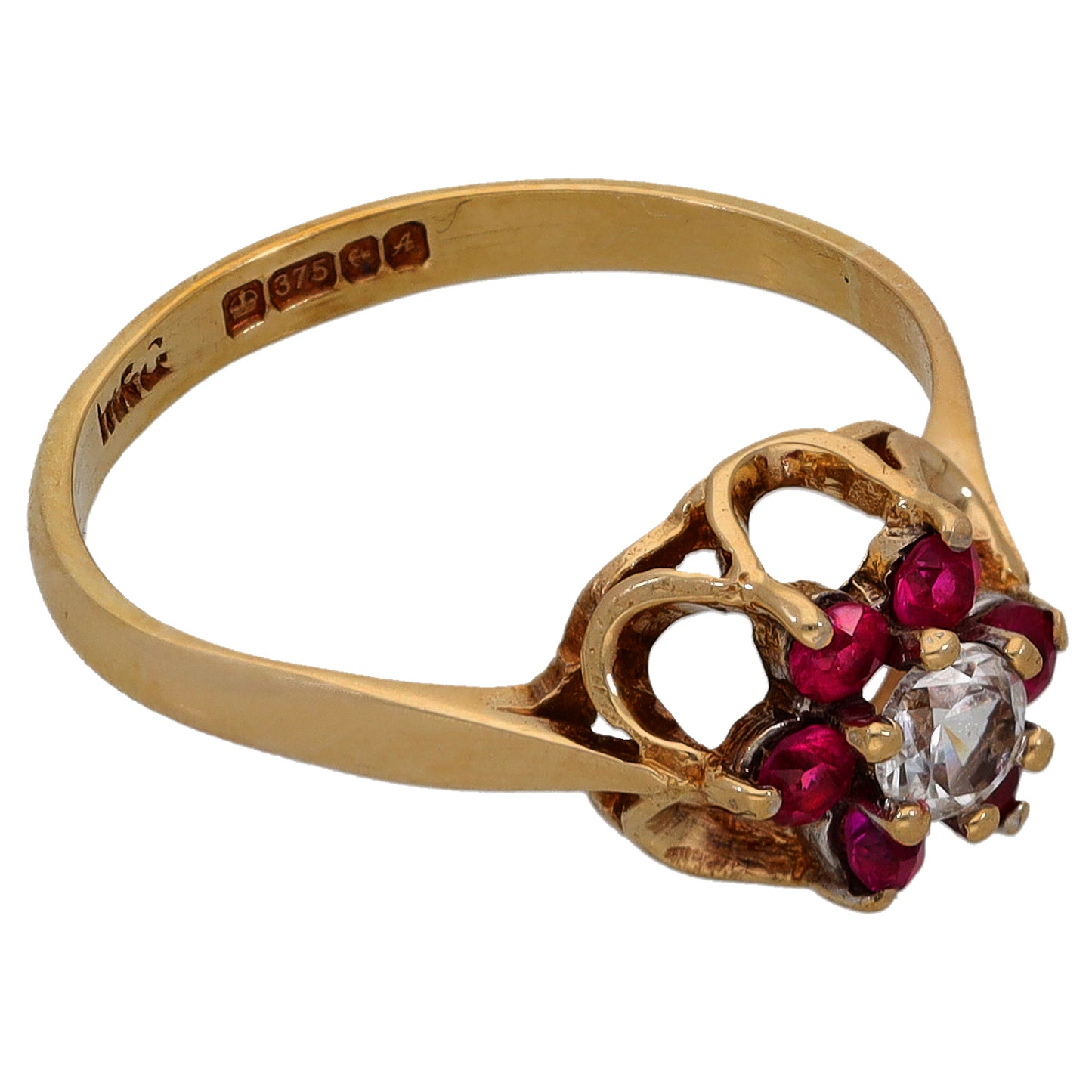 9ct Gold Imitation Gems Cluster Ring Size M