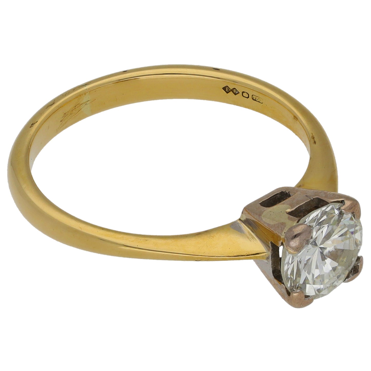 18ct Gold 0.78ct Diamond Solitaire Ring Size K