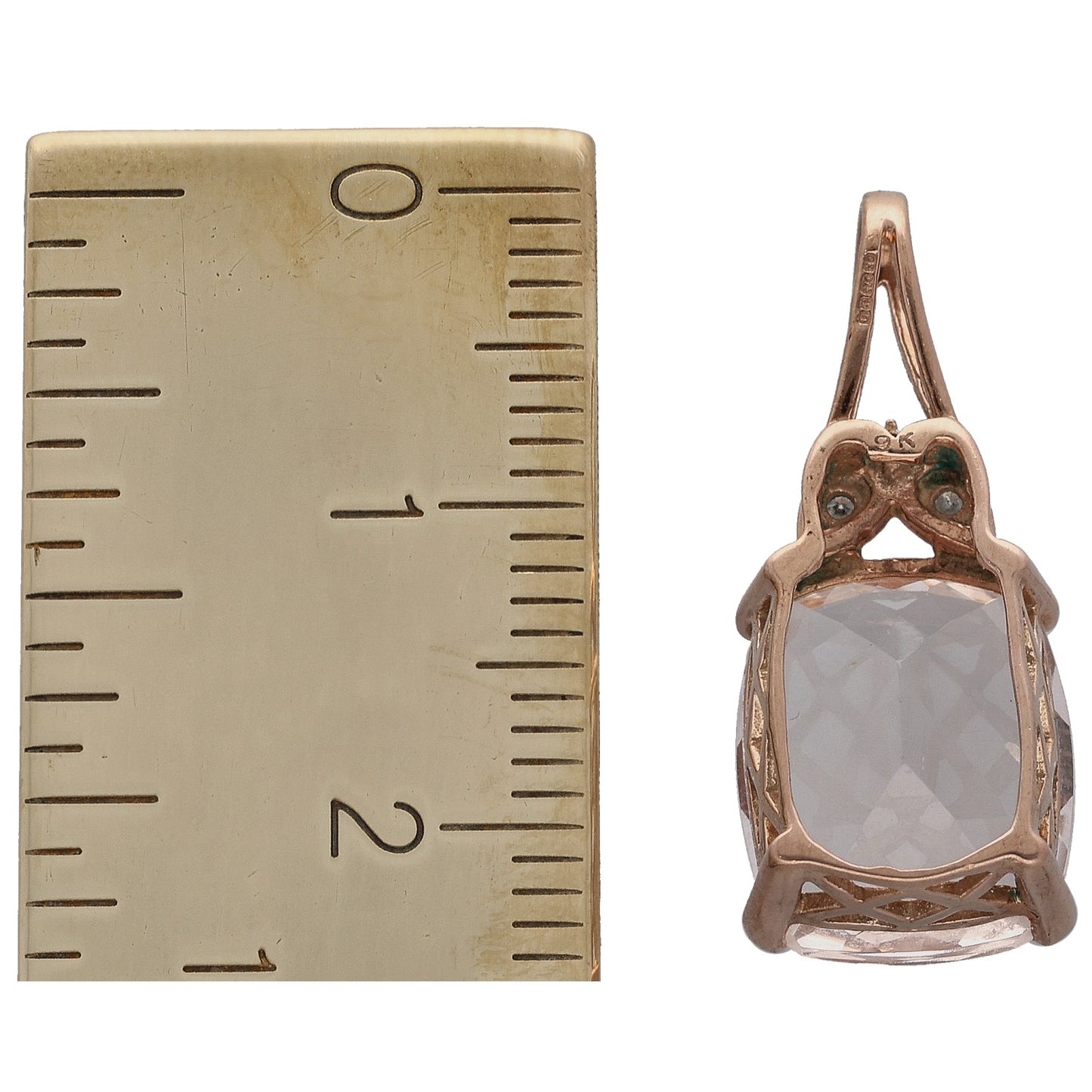 9ct Rose Gold Morganite & 0.03ct Diamond Dress/Cocktail Pendant