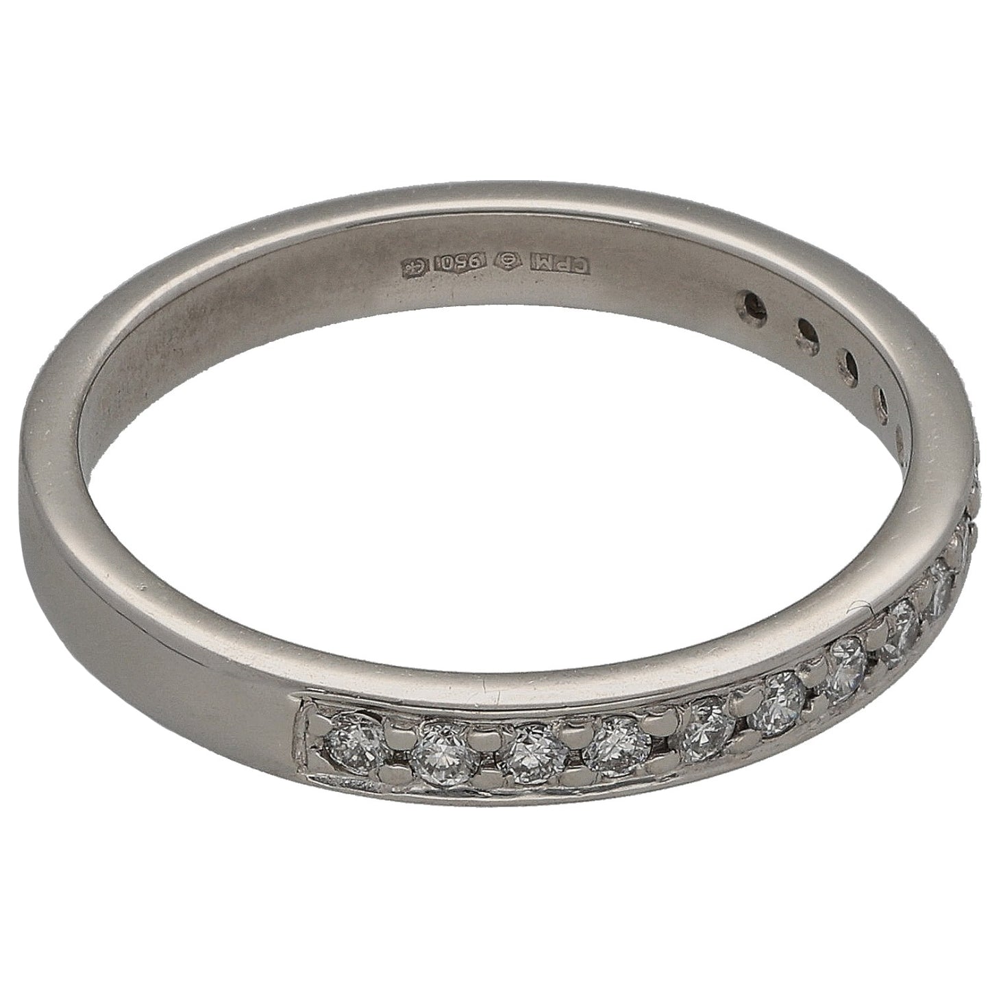 Platinum 0.16ct Diamond Half Eternity Ring Size L