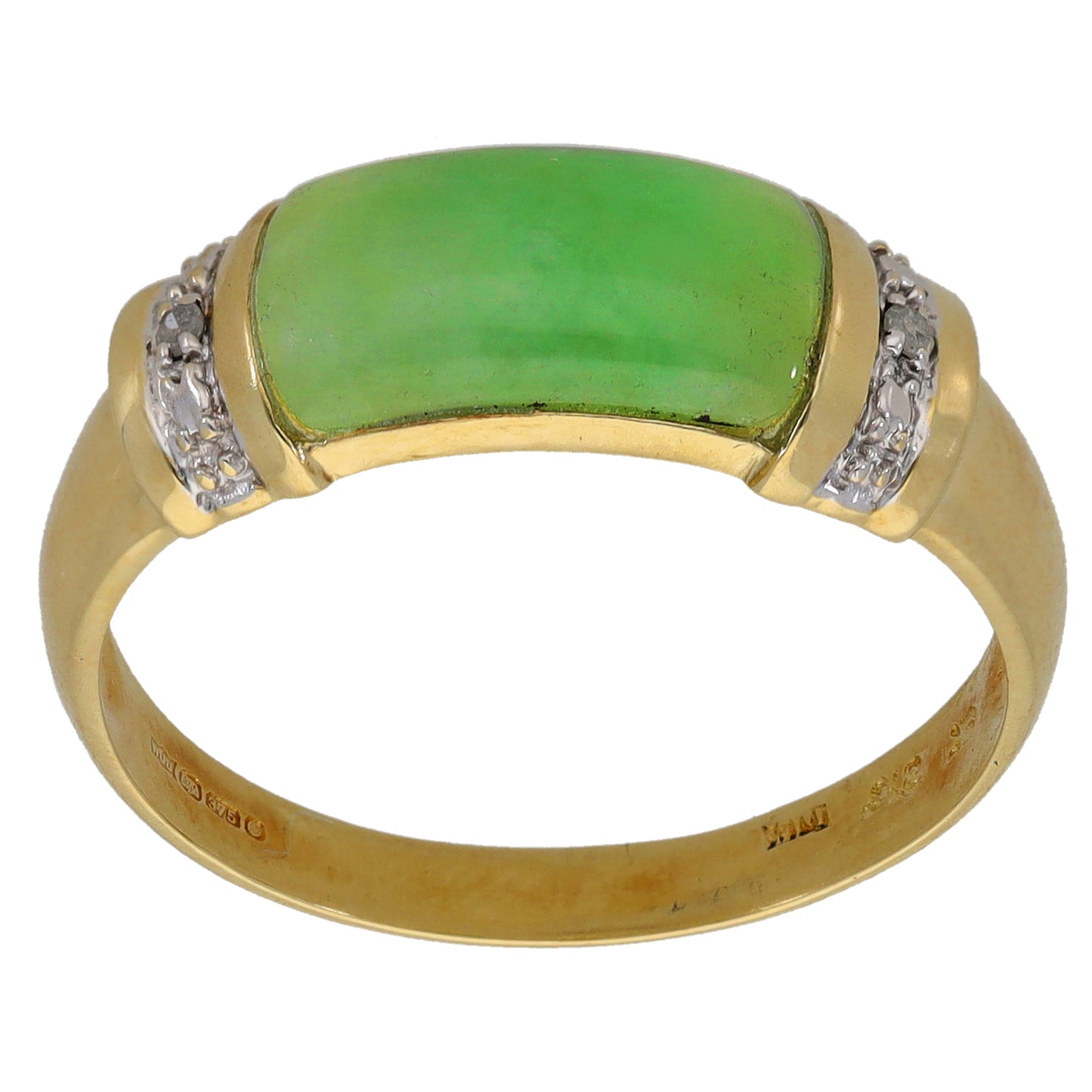 9ct Gold Jade & 0.01ct Diamond Alternative Ring Size V