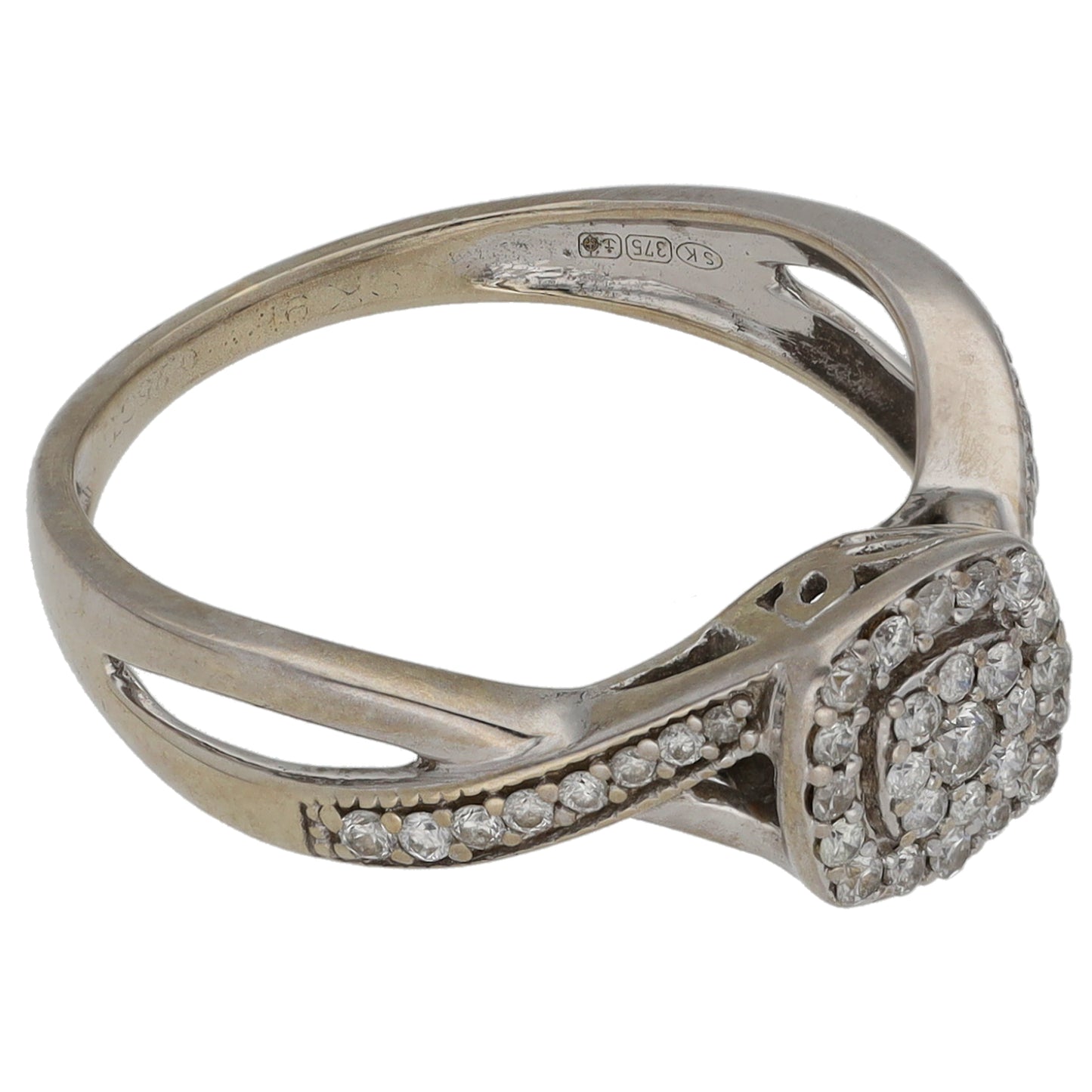 9ct White Gold 0.42ct Diamond Dress/Cocktail Ring Size L