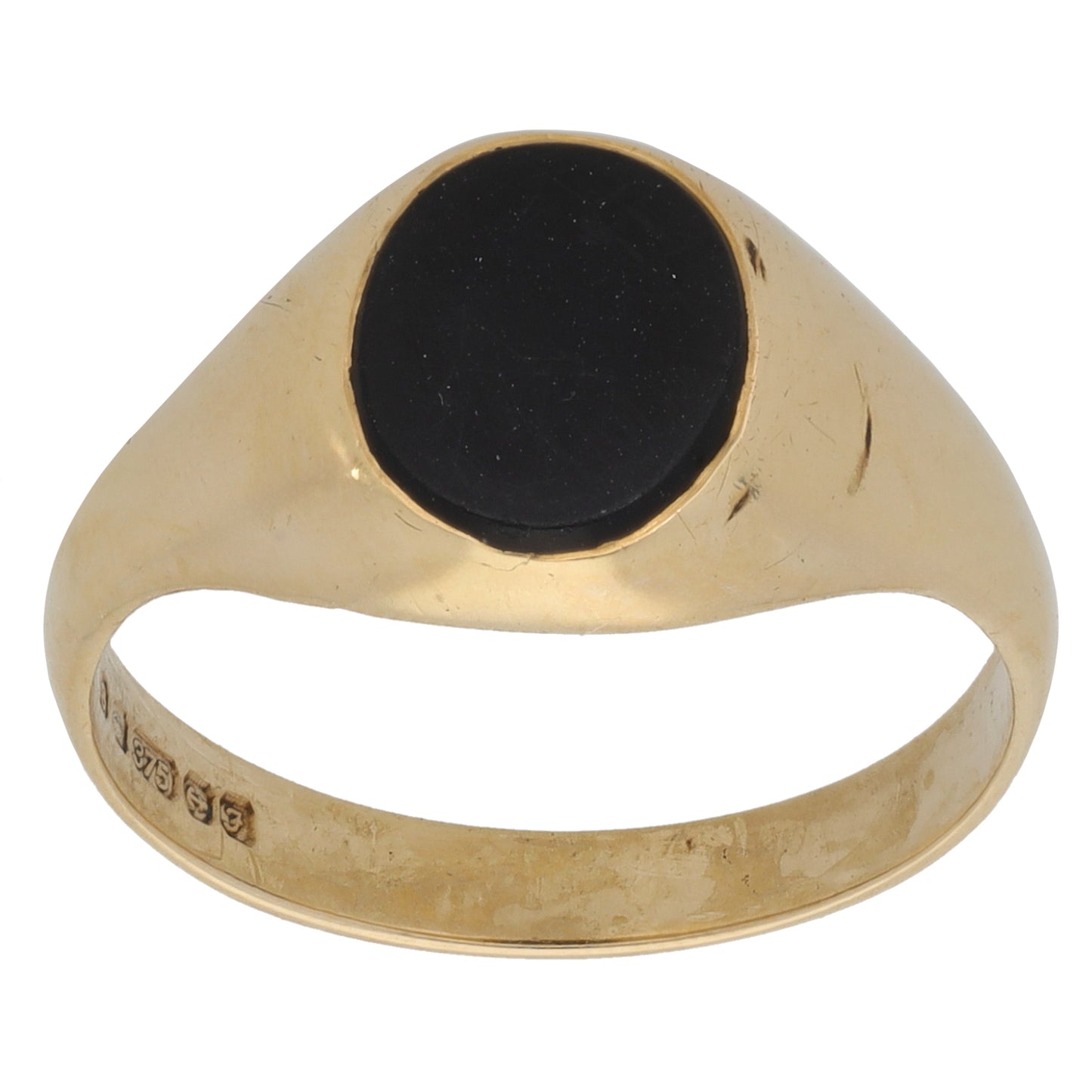 9ct Gold Onyx Single Stone Signet Ring Size P