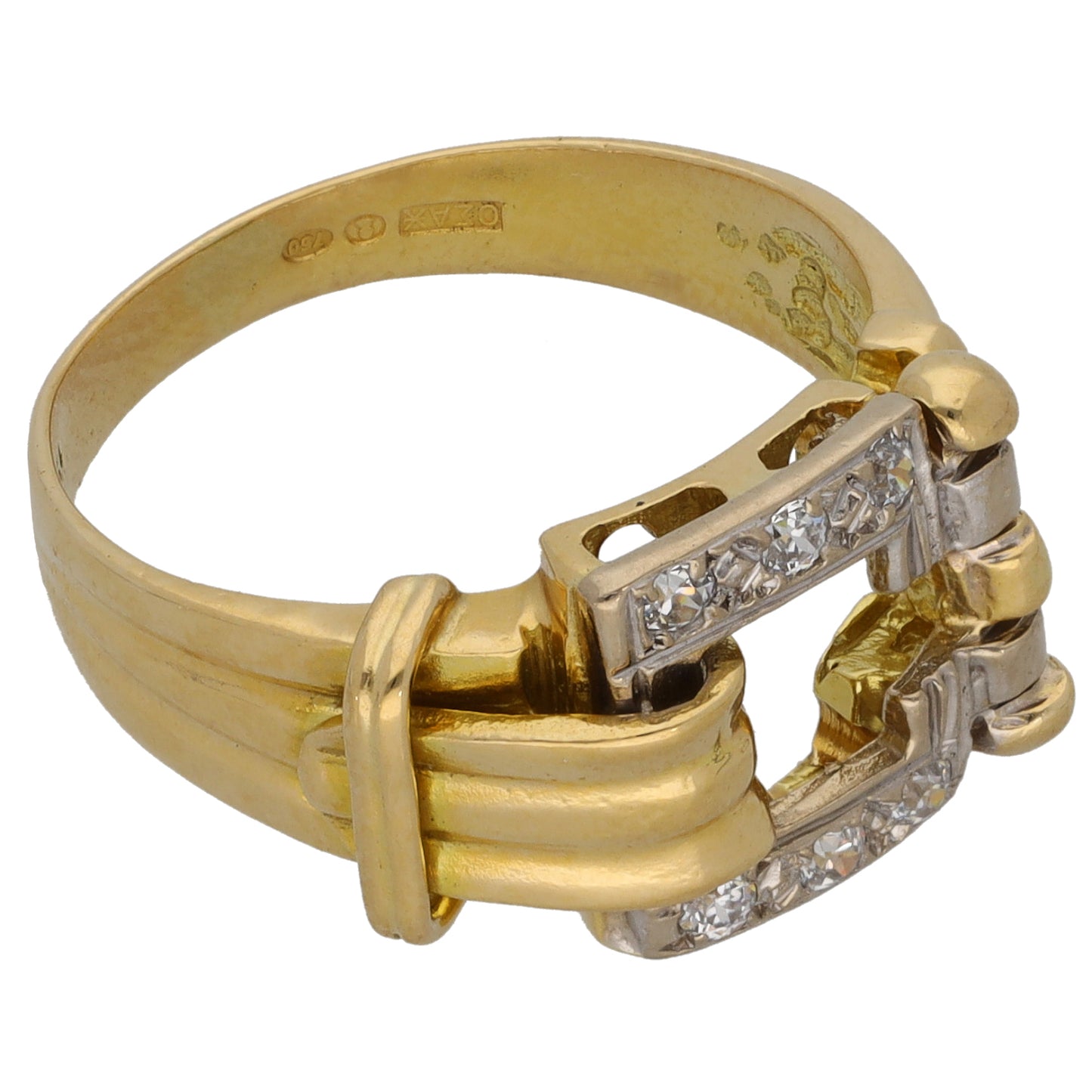 18ct Gold Cubic Zirconia Buckle Ring Size M