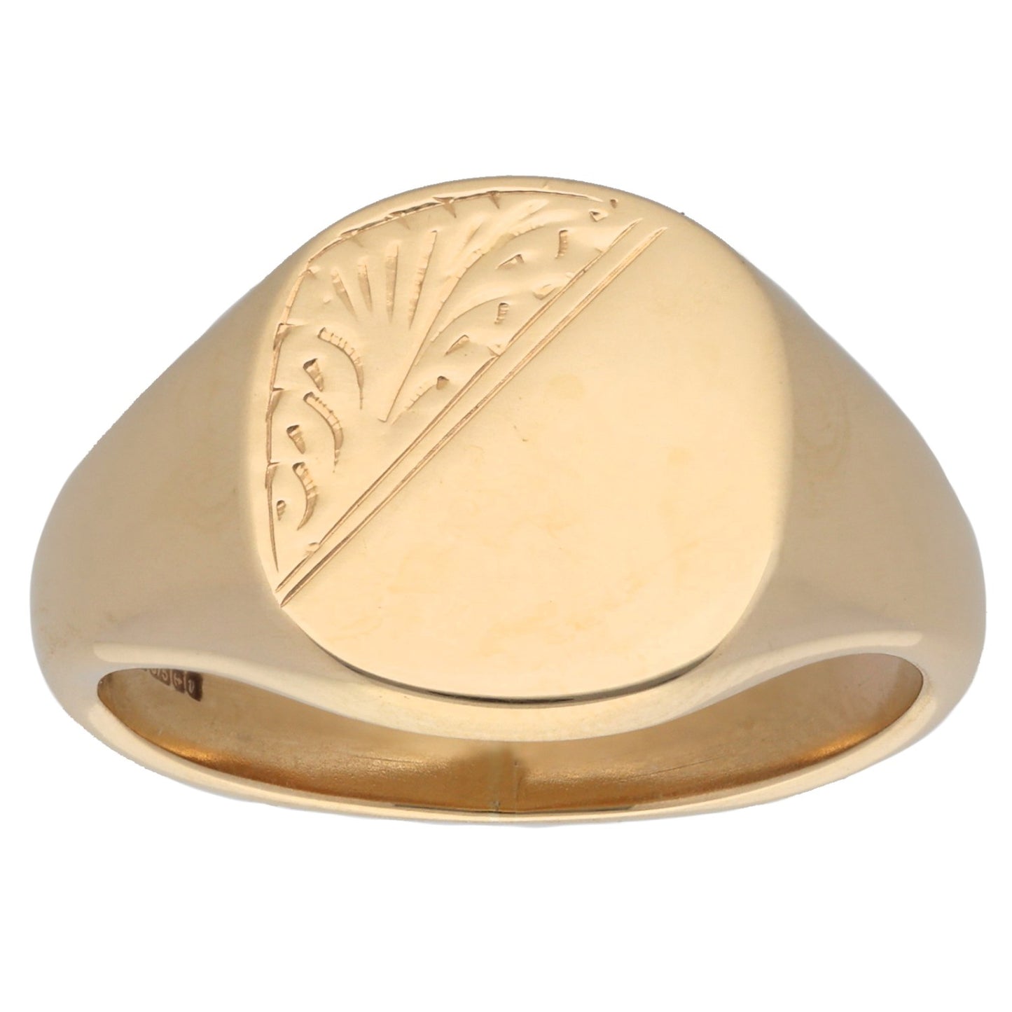 9ct Gold Patterned Signet Ring Size U