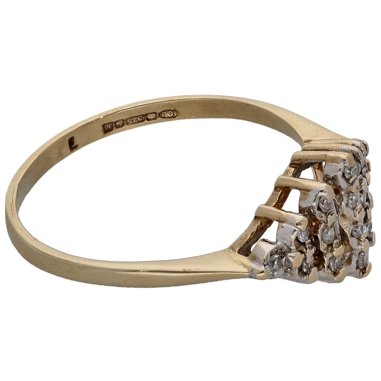 9ct Gold 0.08ct Diamond Cluster Ring Size N