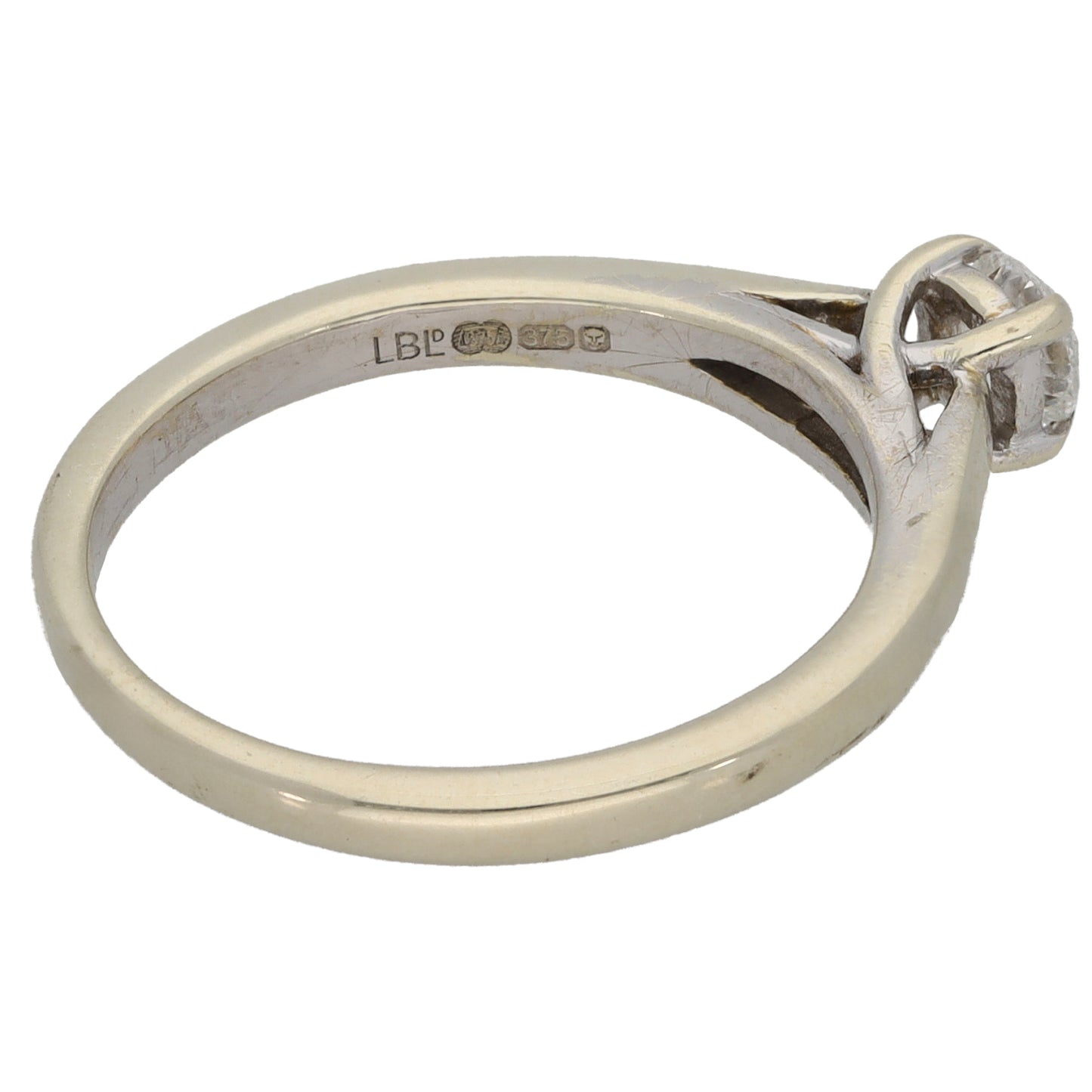 9ct White Gold 0.25ct Diamond Solitaire Ring Size M