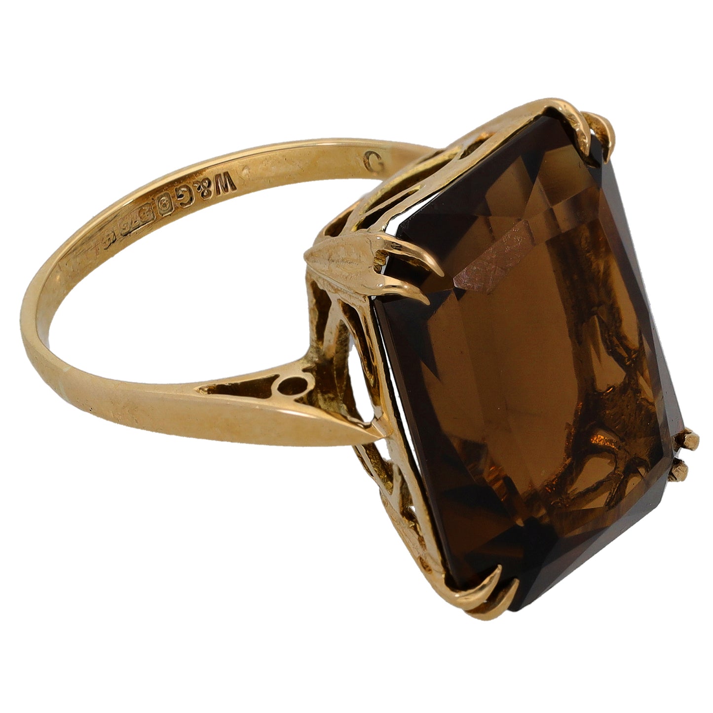 9ct Gold Smoky Quartz Single Stone Ring Size P