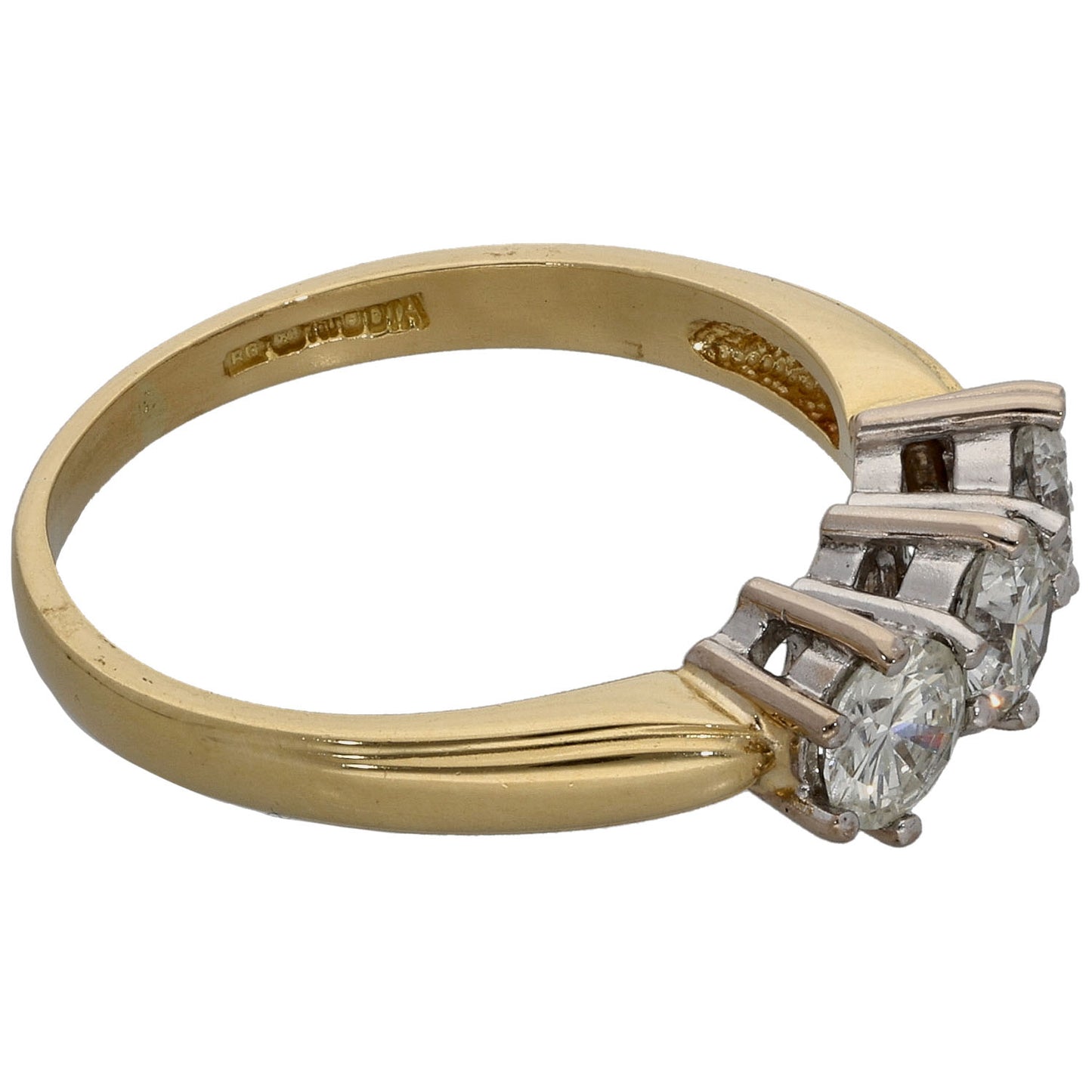 18ct Gold 1.00ct Diamond Trilogy Ring Size P