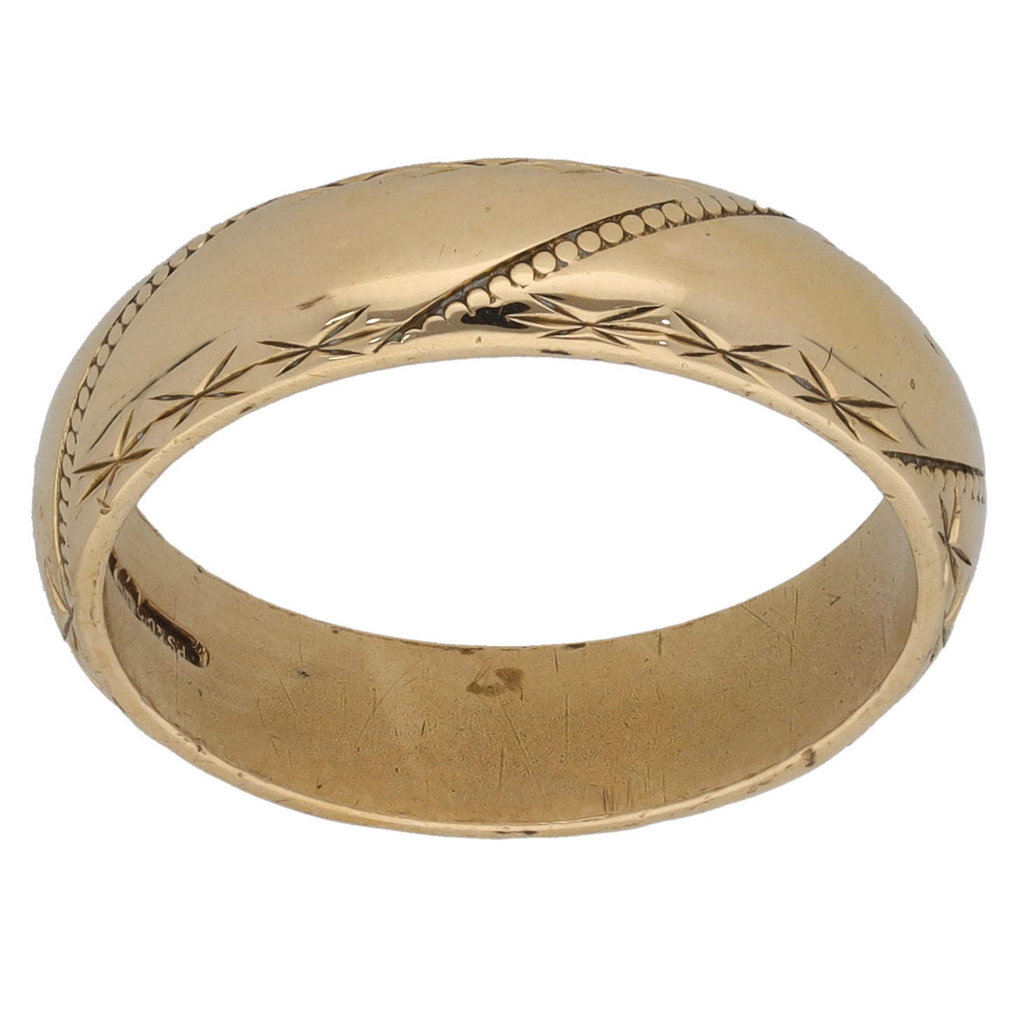 9ct Gold Patterned Wedding Ring Size M