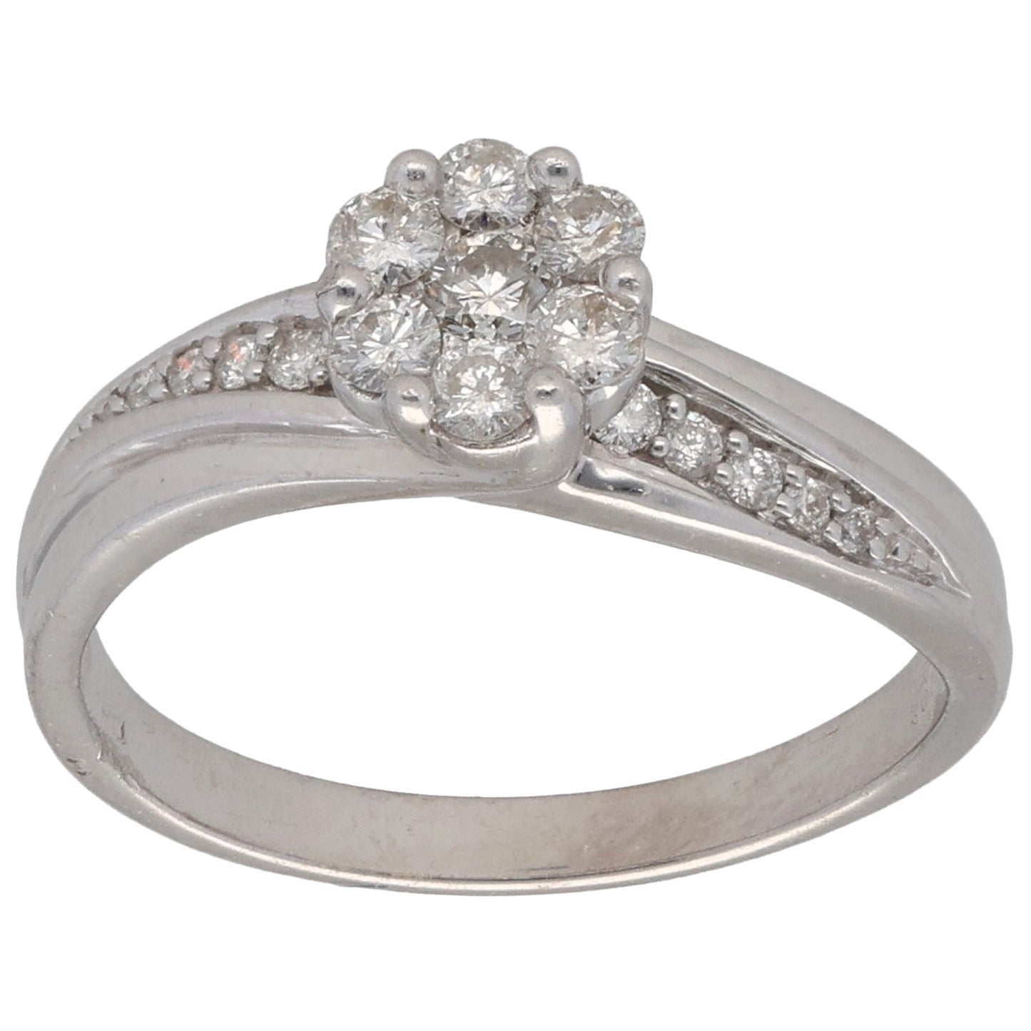 9ct White Gold 0.42ct Diamond Cluster Ring Size O