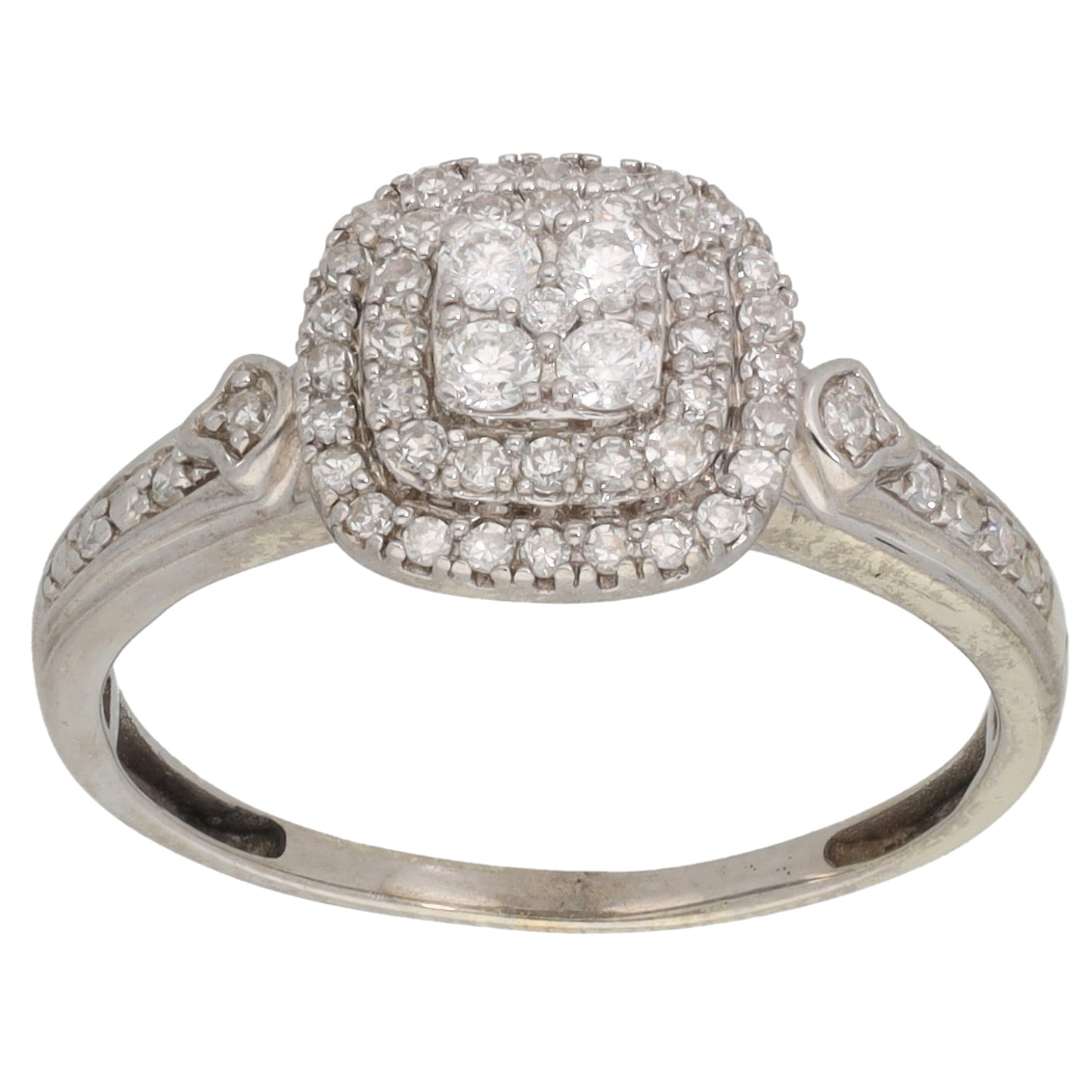 9ct White Gold 0.31ct Diamond Dress/Cocktail Ring Size M