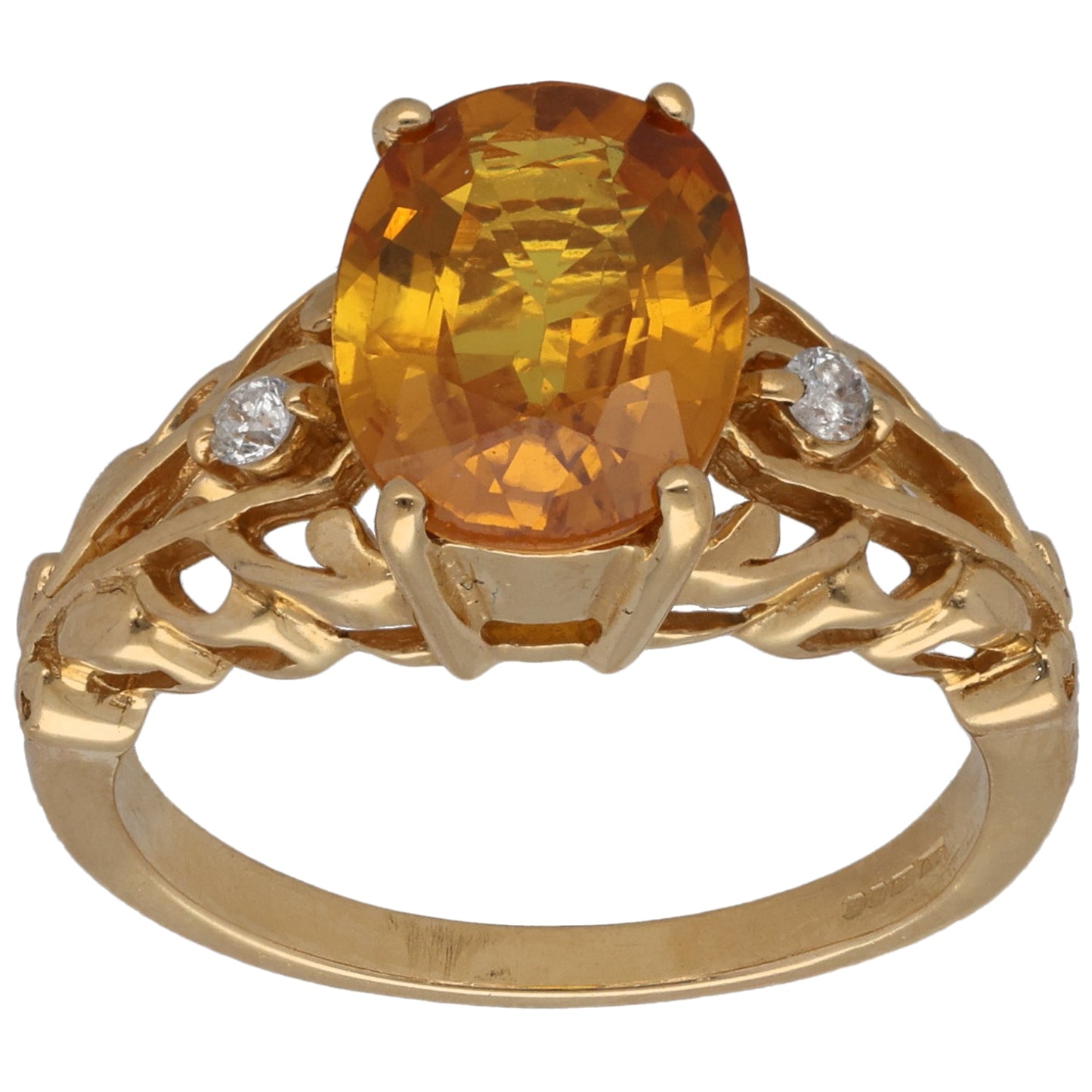 18ct Gold Sapphire & 0.04ct Diamond Dress/Cocktail Ring Size M