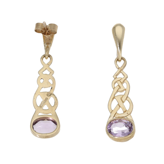 9ct Gold Amethyst Drop Earrings