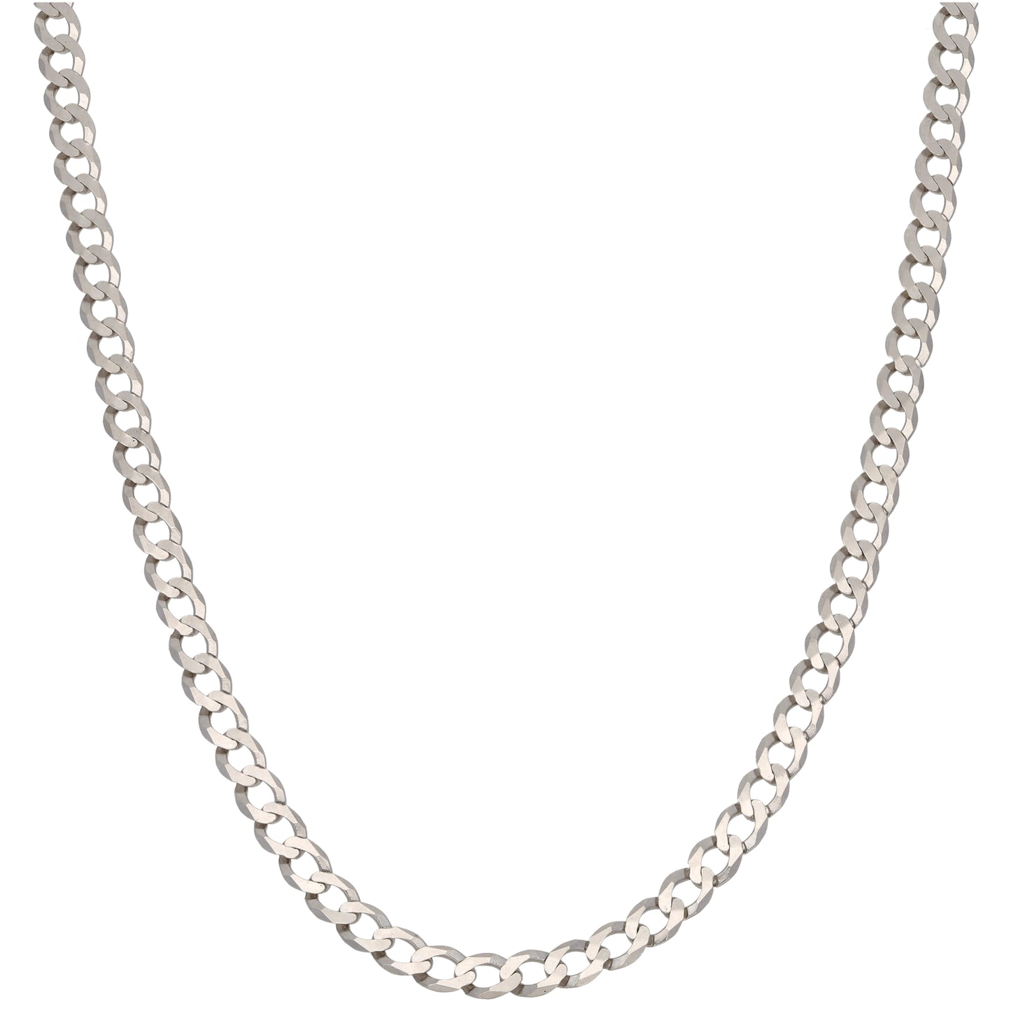 9ct White Gold Curb Chain 18"