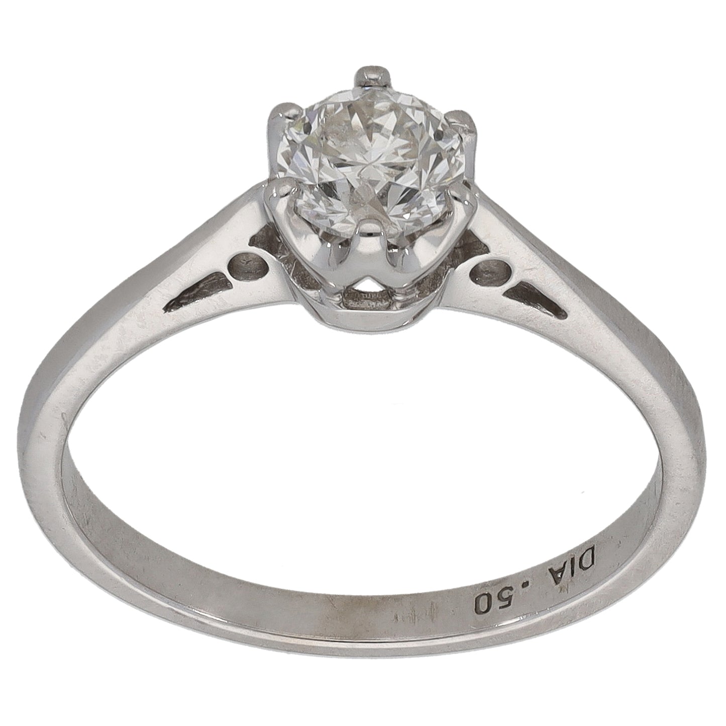 18ct White Gold 0.50ct Diamond Solitaire Ring Size L