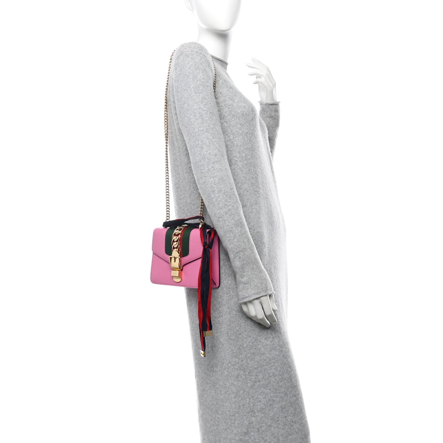 Gucci Sylvie Mini Chain Calfskin Leather Bag - Pink Tropical Flower