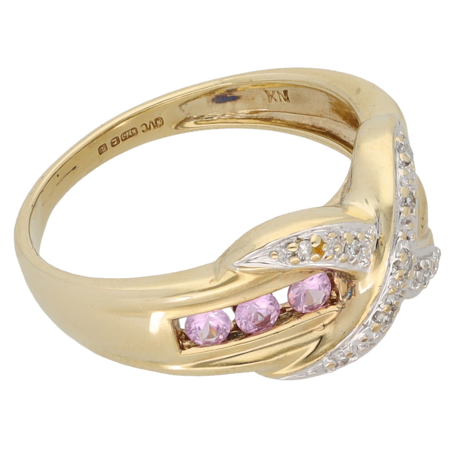 9ct Gold Sapphire & 0.045ct Diamond Dress/Cocktail Ring Size Q