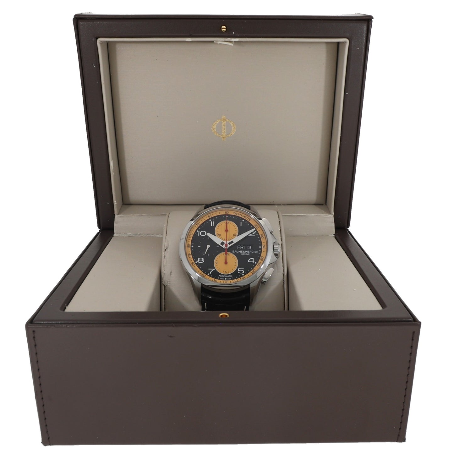 Baume Et Mercier Clifton 65826, Black And Yellow Watch, Box Image