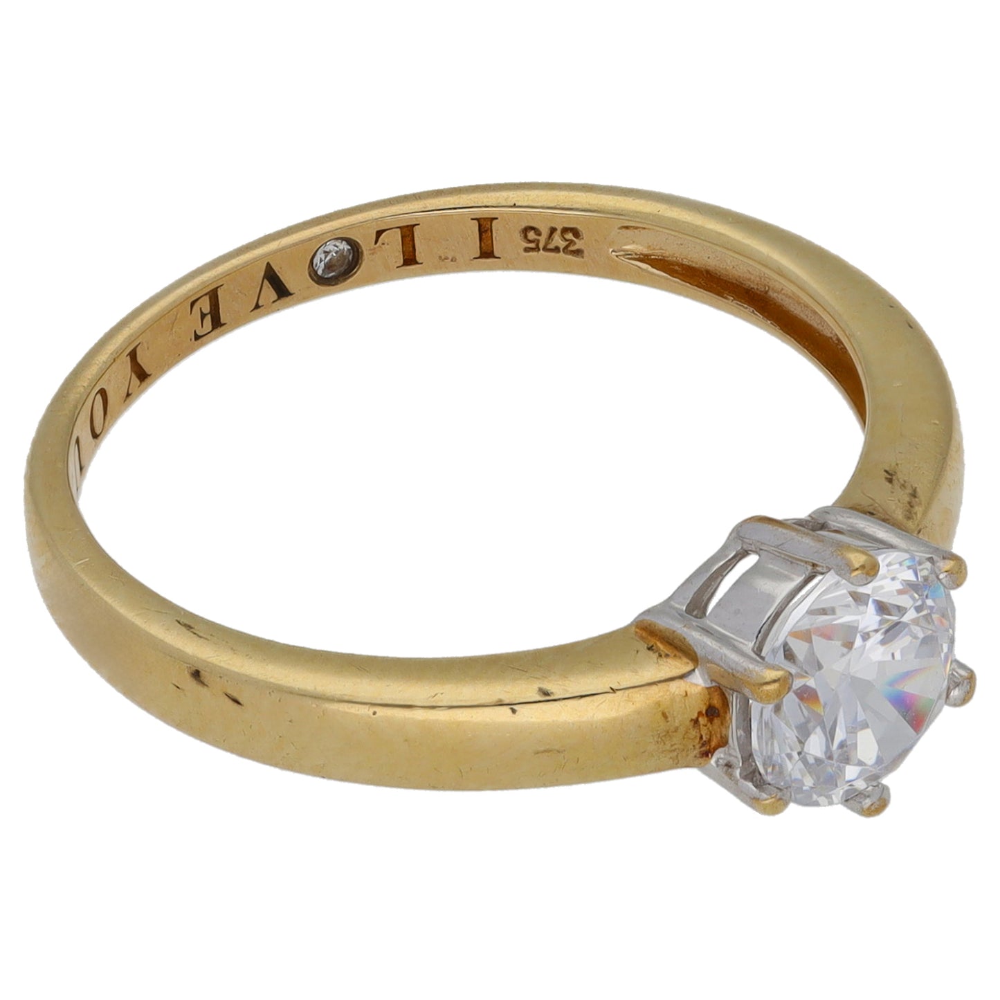9ct Gold Cubic Zirconia Single Stone Ring Size N