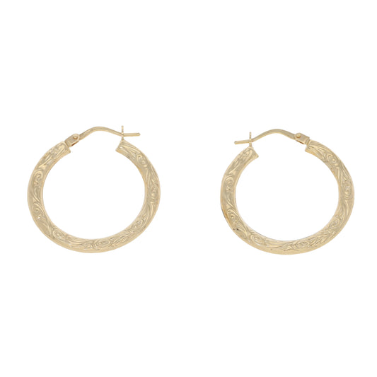 New 9ct Gold Baroque Fancy Hoop Earrings