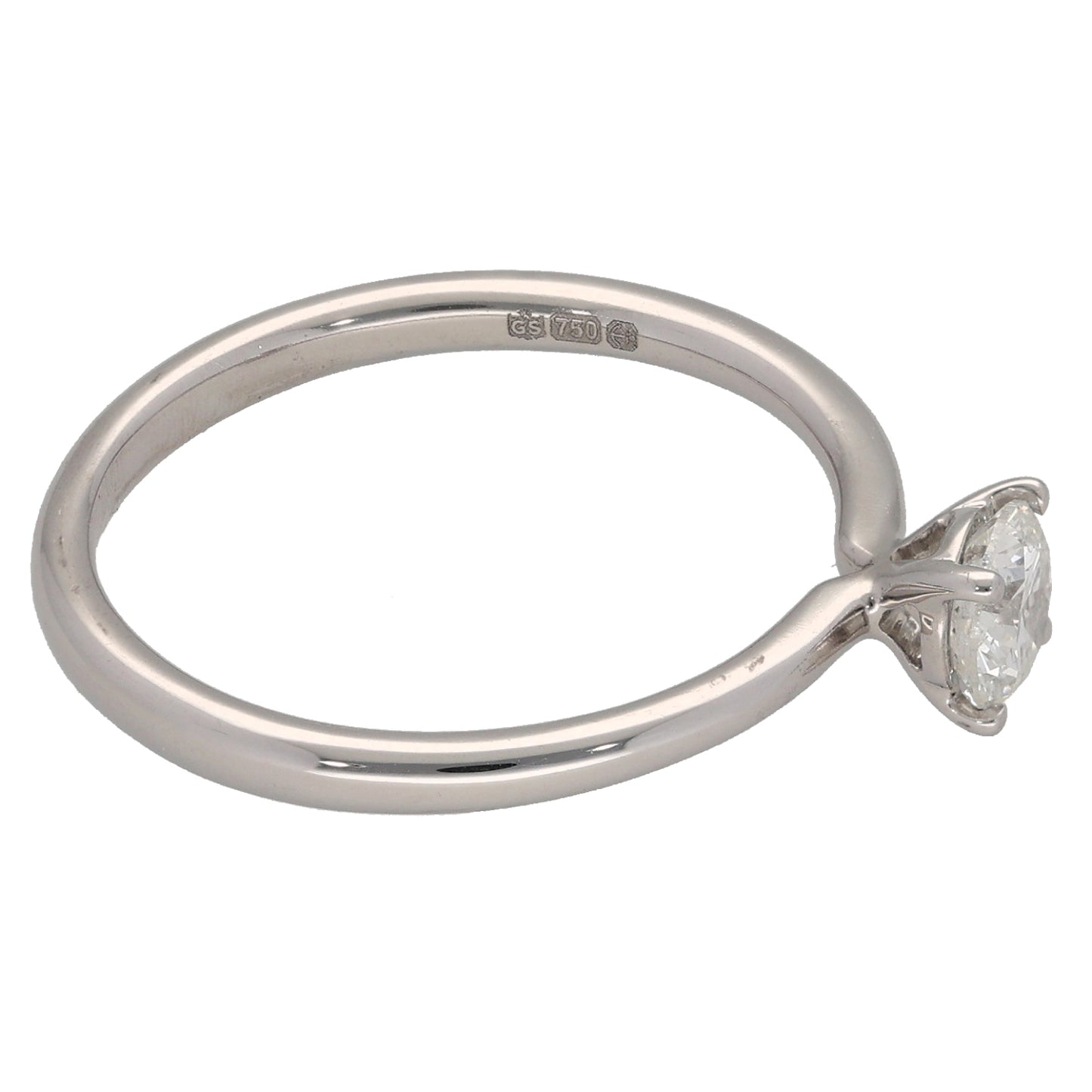 18ct White Gold 0.50ct Diamond Solitaire Ring Size P