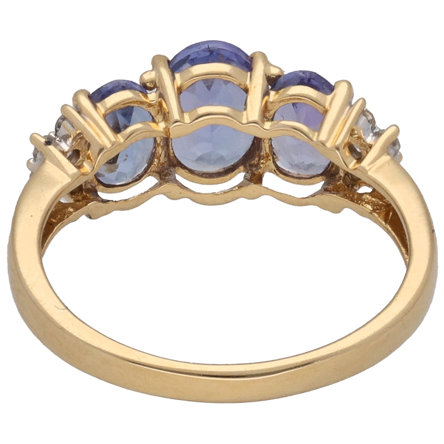 18ct Gold Tanzanite & 0.10ct Diamond Dress/Cocktail Ring Size L