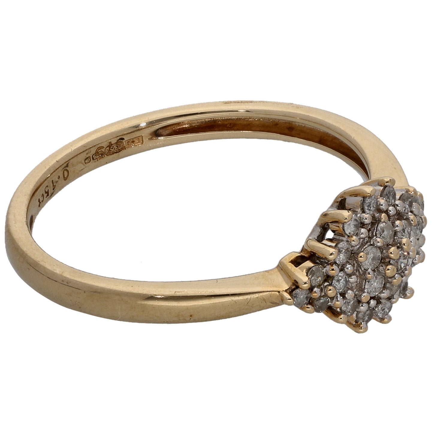 9ct Gold 0.15ct Diamond Cluster Ring Size L
