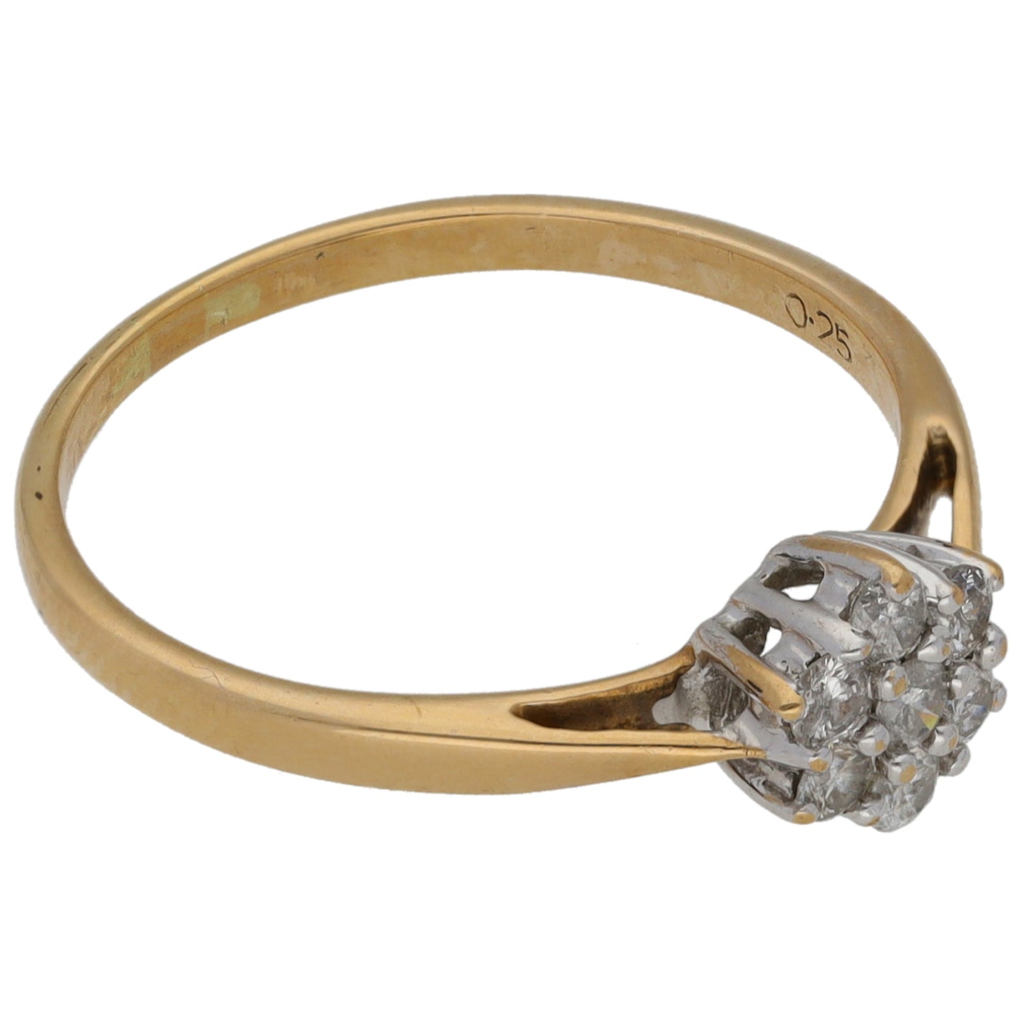 9ct Gold 0.25ct Diamond Cluster Ring Size O