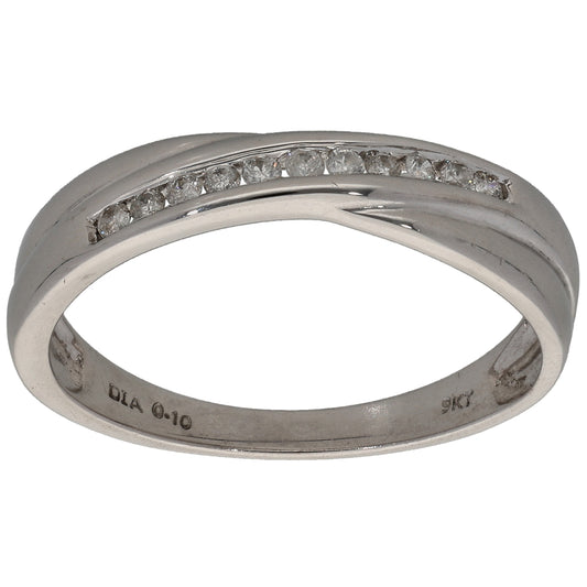 9ct White Gold 0.10ct Diamond Half Eternity Ring Size L
