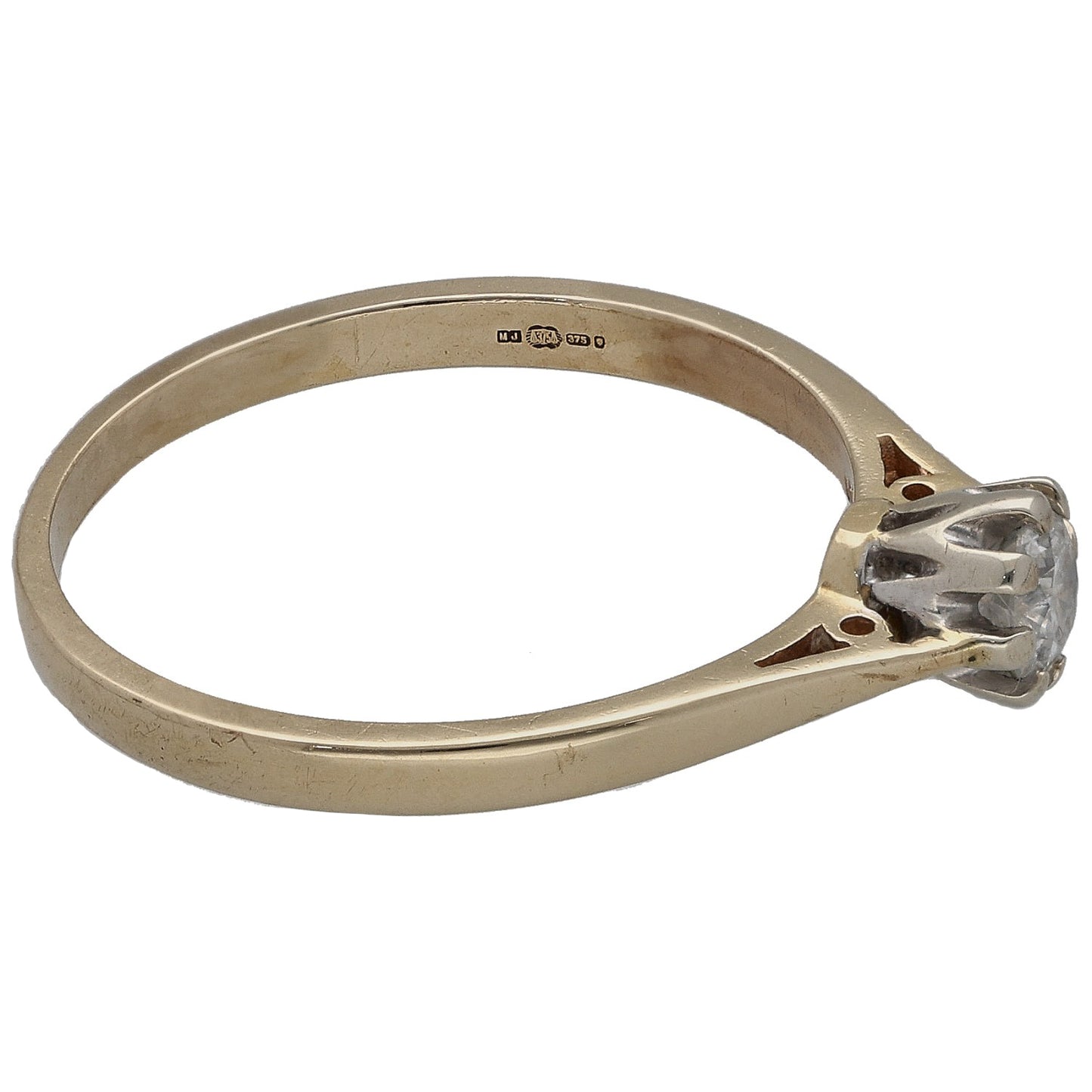 9ct Gold 0.25ct Diamond Solitaire Ring Size P