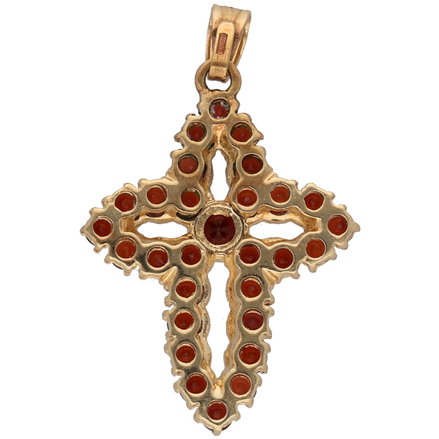 14ct Gold Garnet Cross Pendant