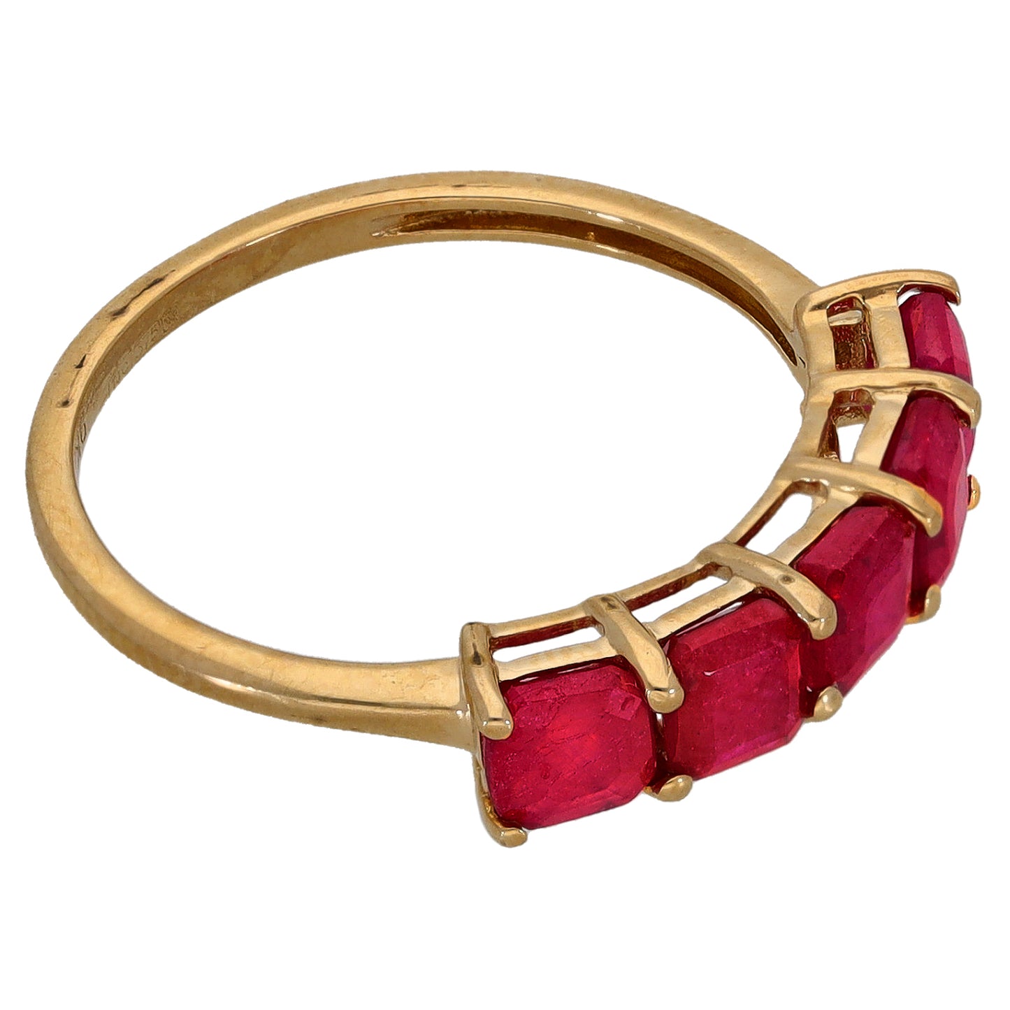 9ct Gold Ruby Half Eternity Ring Size O
