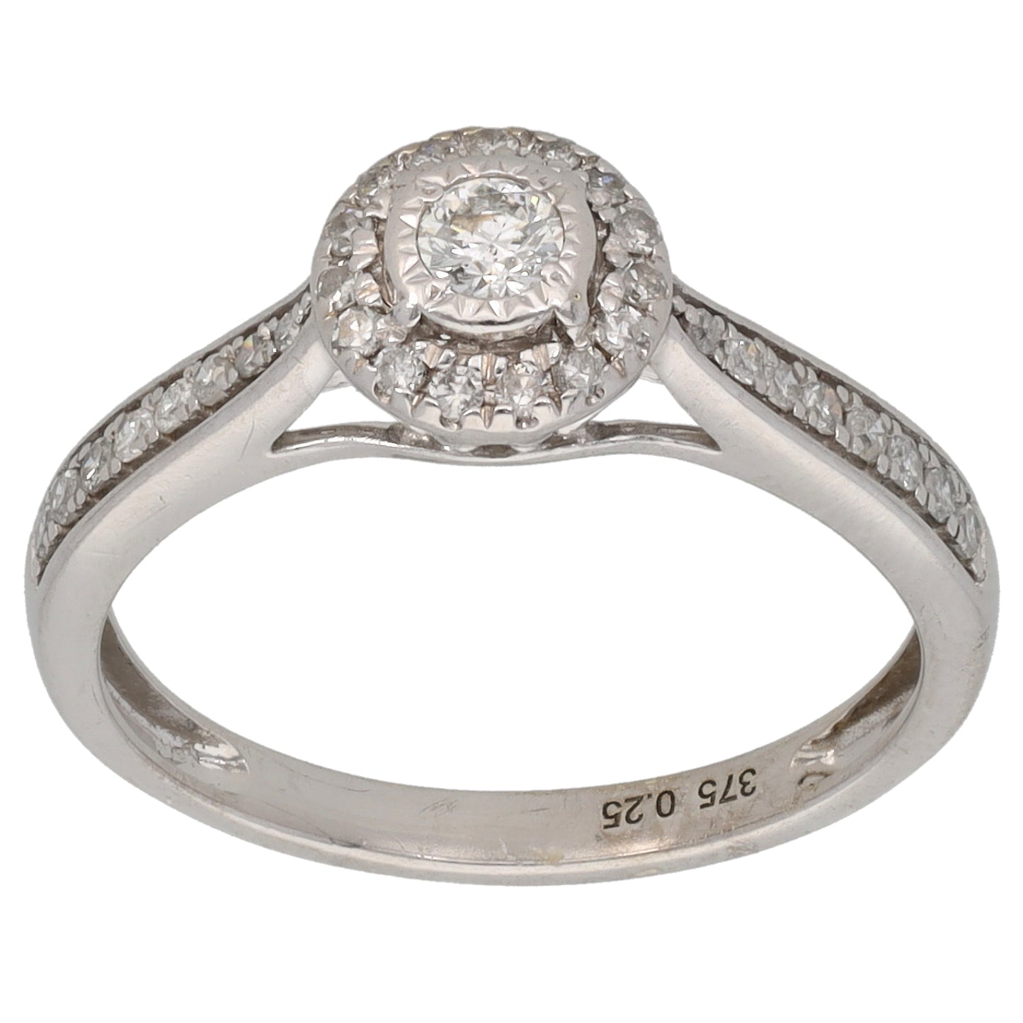 9ct White Gold 0.25ct Diamond Cluster Ring Size L