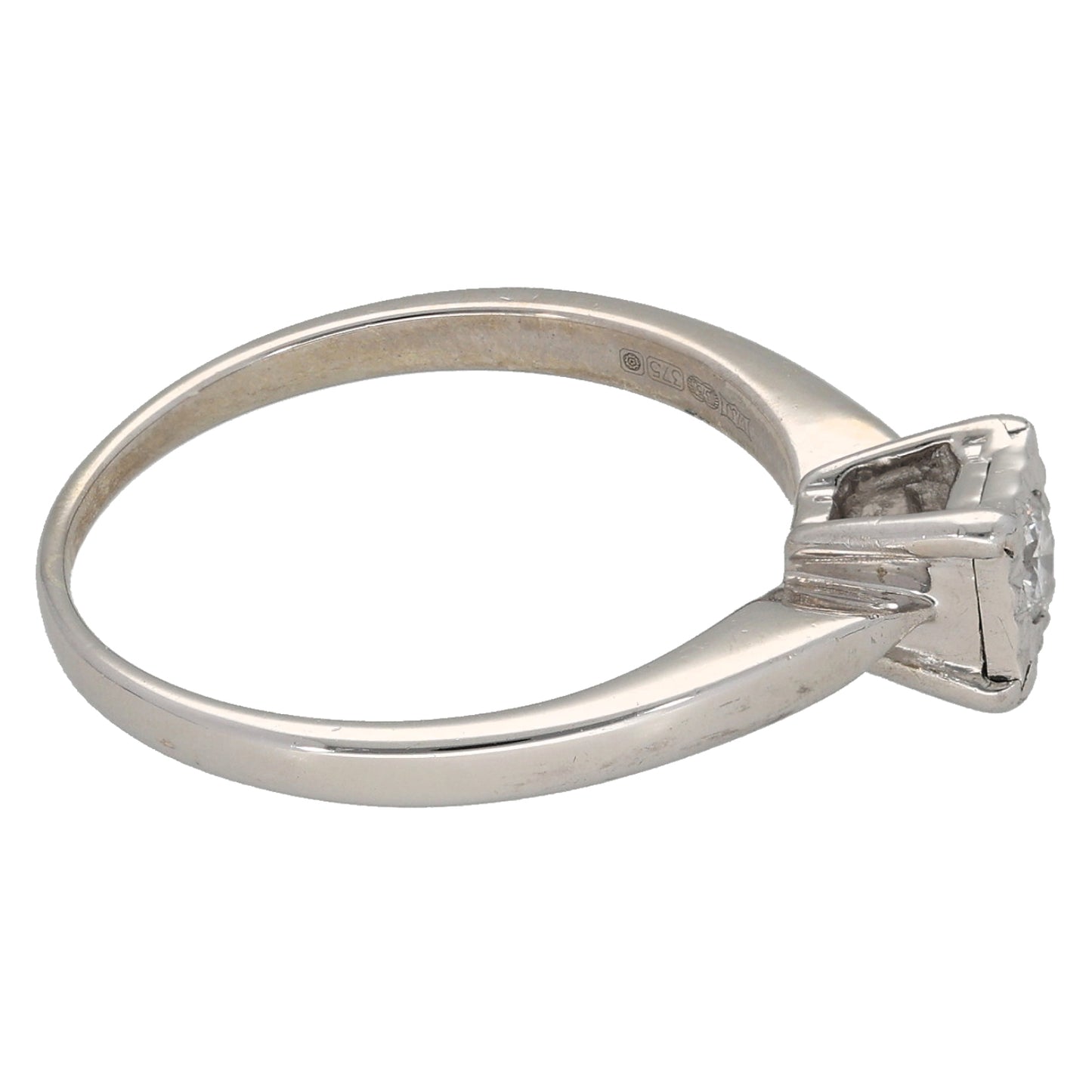 9ct White Gold 0.07ct Diamond Solitaire Ring Size L