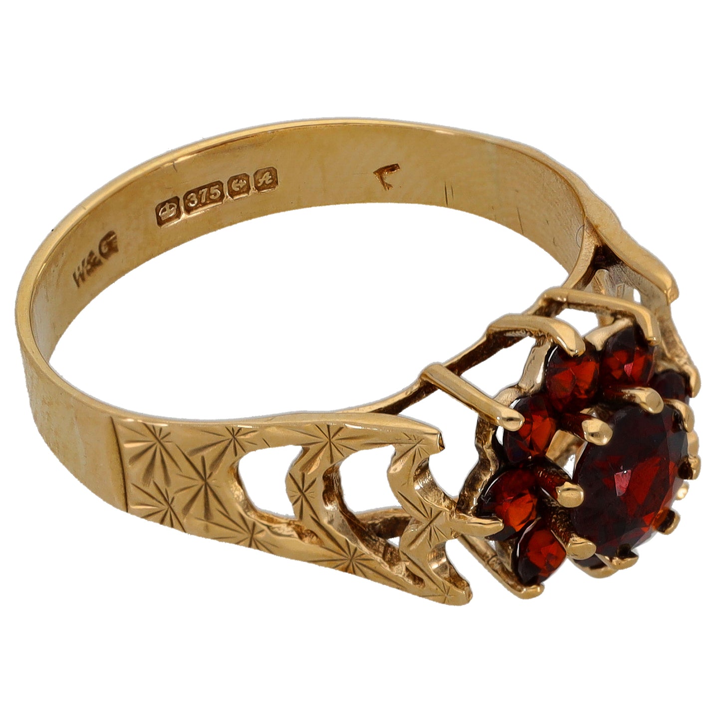 9ct Gold Garnet Dress/Cocktail Ring Size O