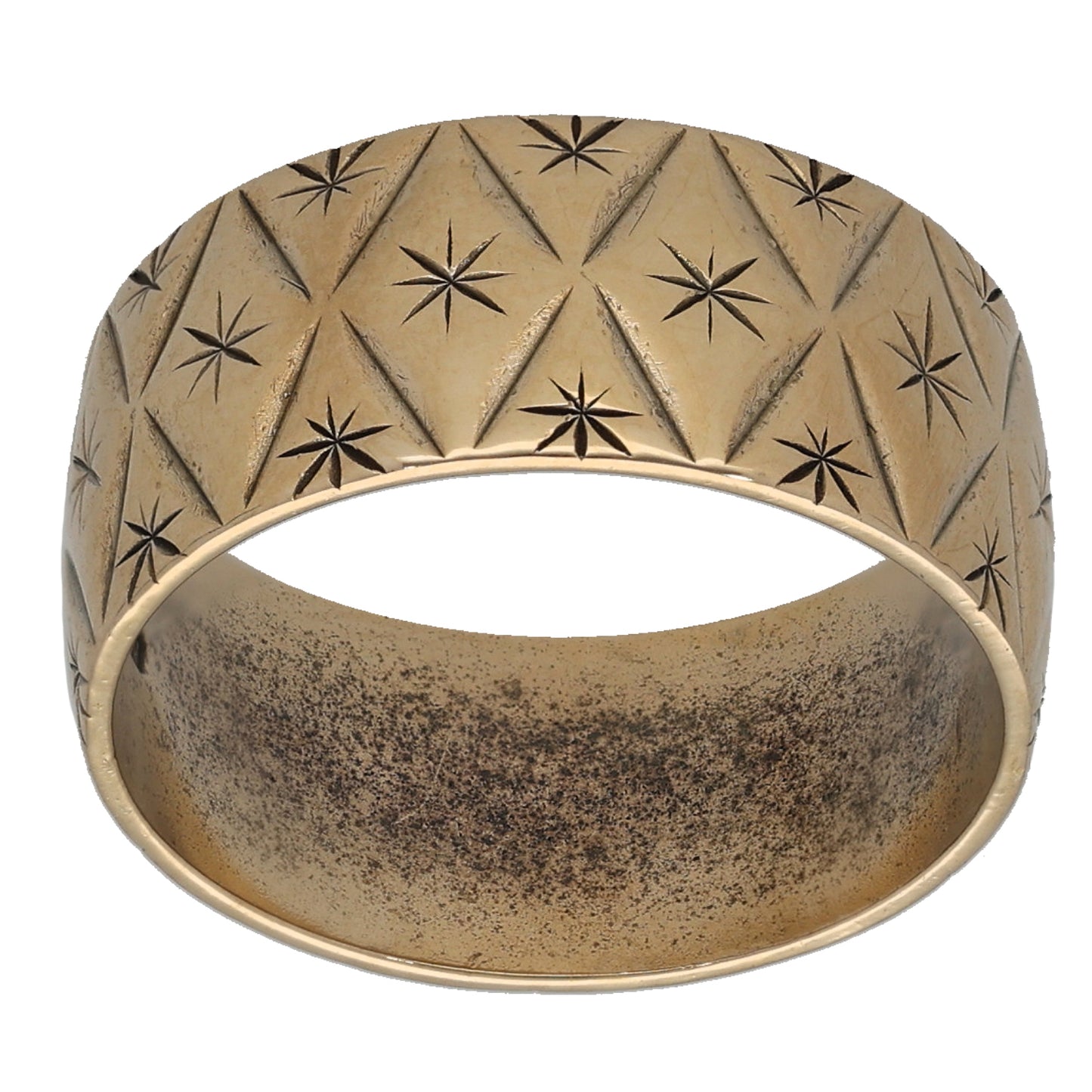 9ct Gold Patterned Wedding Ring Size M