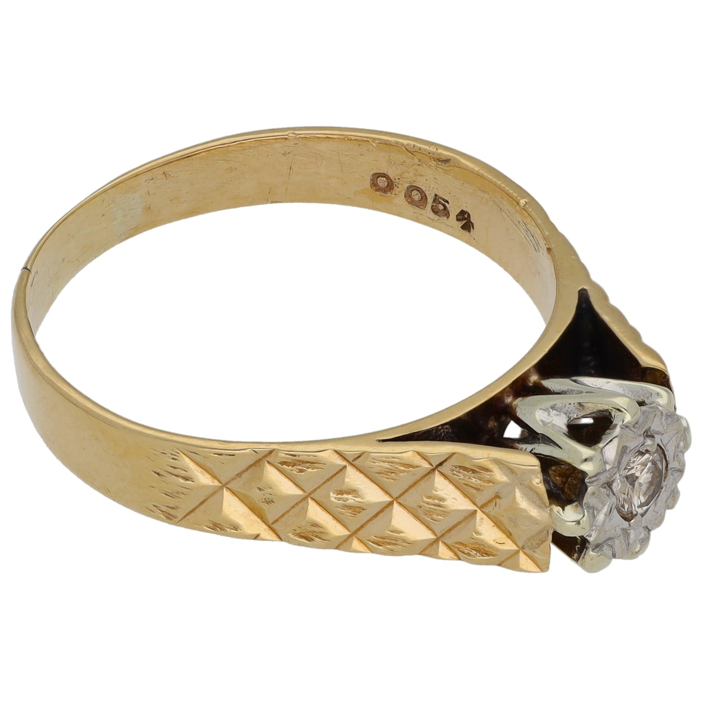 9ct Gold 0.07ct Diamond Solitaire Ring Size Q